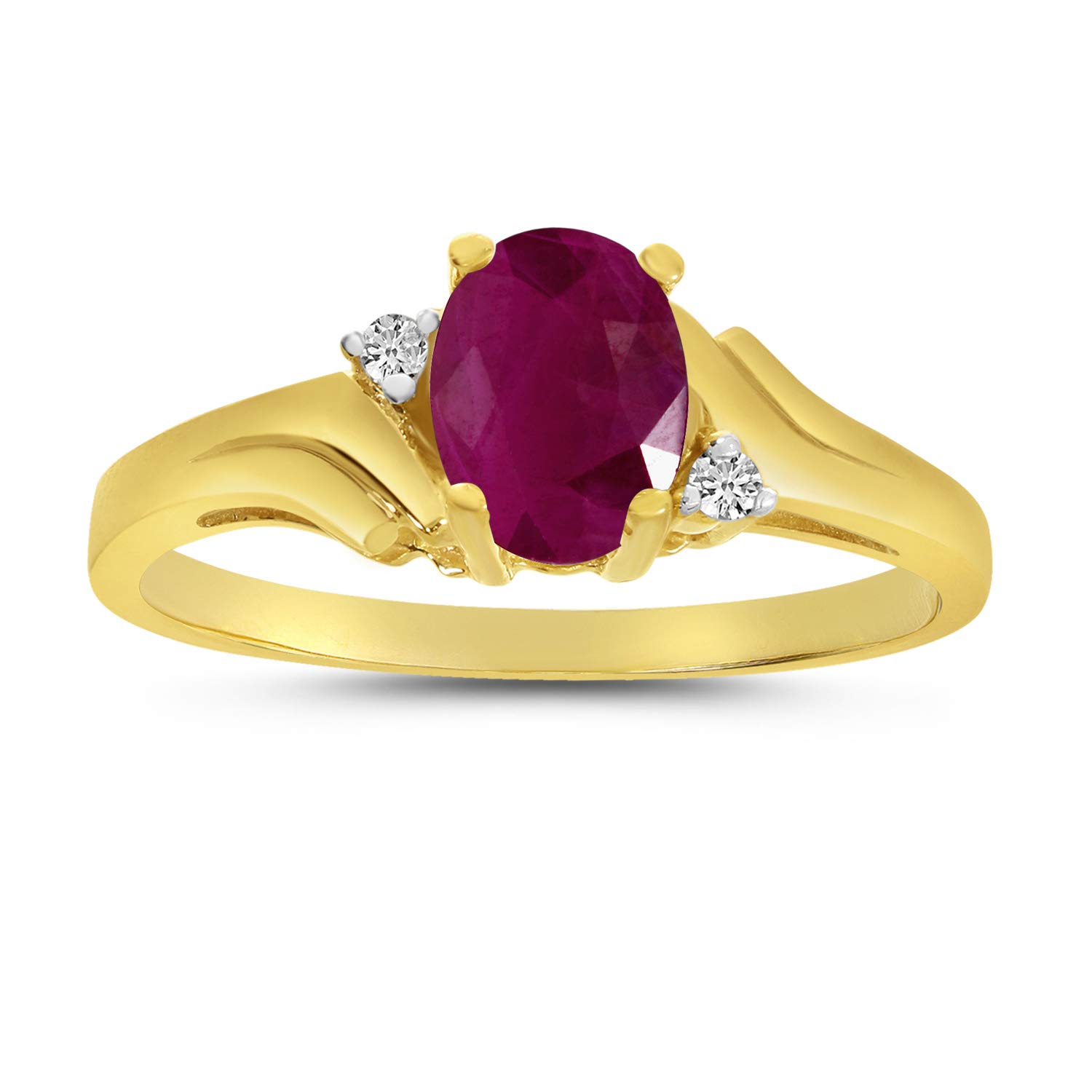 14K Yellow Gold Oval Ruby and Diamond Ring for Women - Elegant Vintage Style Engagement, Wedding, or Anniversary Jewelry Gift