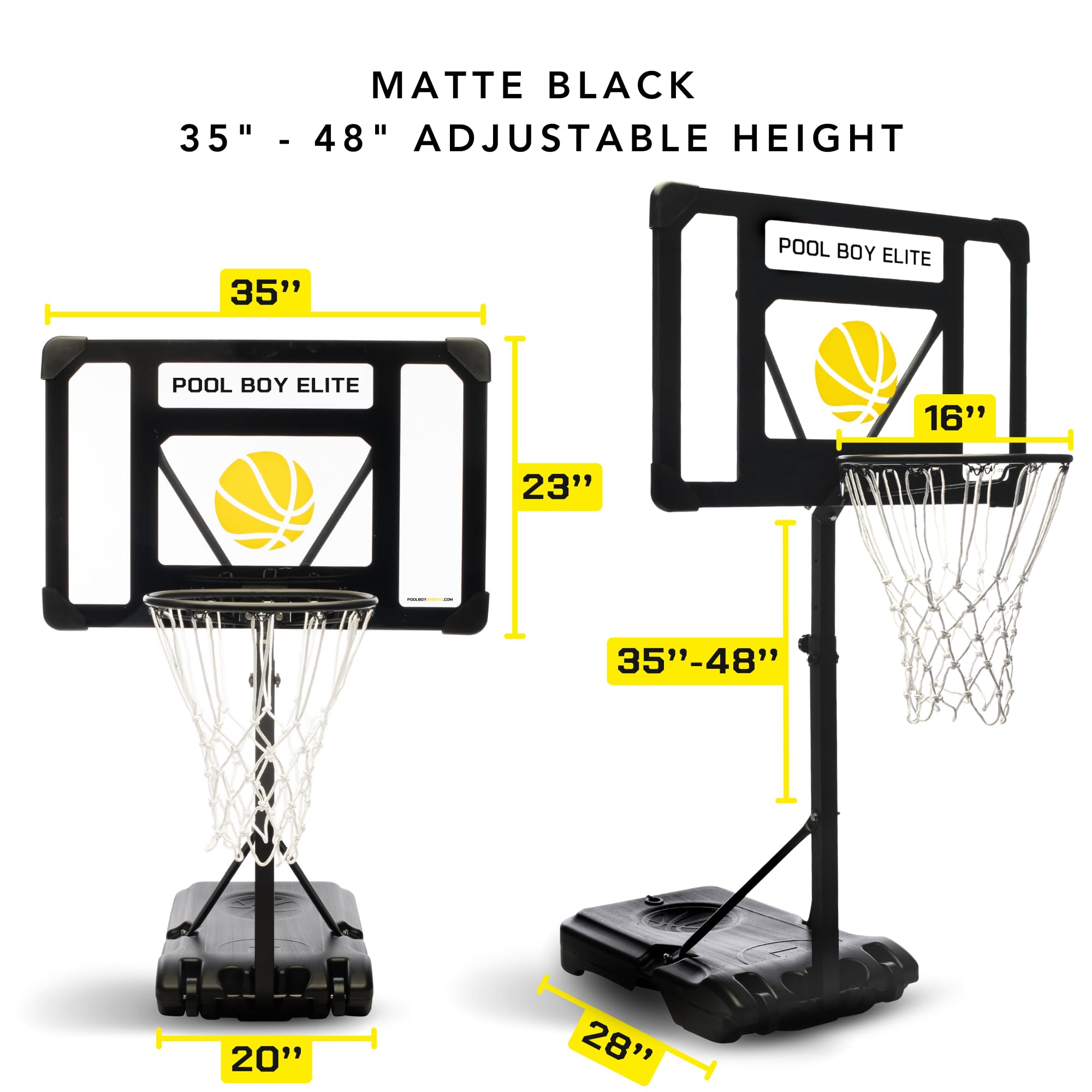 Adjustable Pool Basketball Hoop Set with 3 Composite Leather Balls, Air Pump & Tools - Perfect for Kids, Teens & Adults - Fun Water Games for Backyard, Beach & Summer Pool Parties