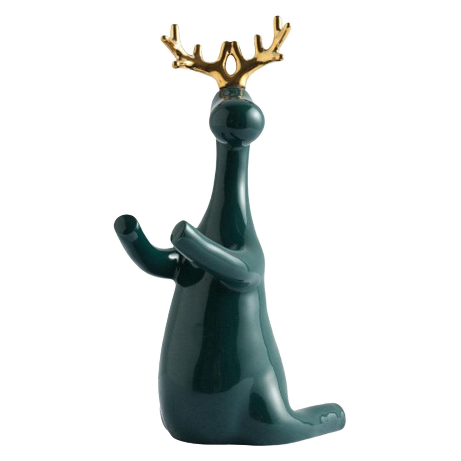 Fenteer Ceramic Wine Rack - Decorative Elk Statue Wine Storage Holder (16x28cm) for Kitchen Countertop, Pantry, Dining Table | Elegant Home Bar Accessory & Gift for Wine Lovers