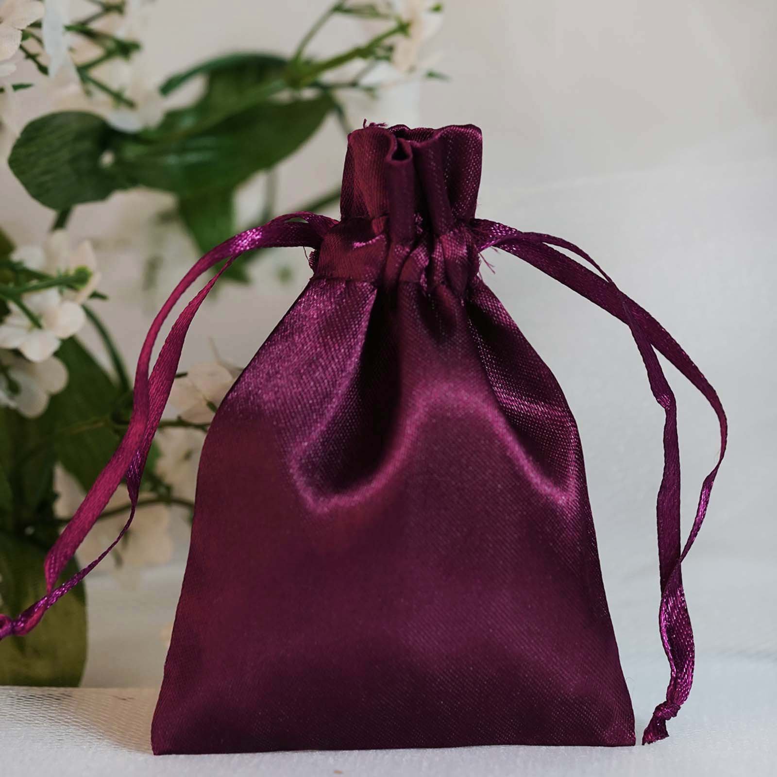 60 Pcs 3x4 Inch Eggplant Purple Satin Drawstring Bags - Wedding Favors, Party Gifts, Jewelry Pouches, Candy Bags - Perfect for Bridal Showers, Birthday Parties & Baby Showers
