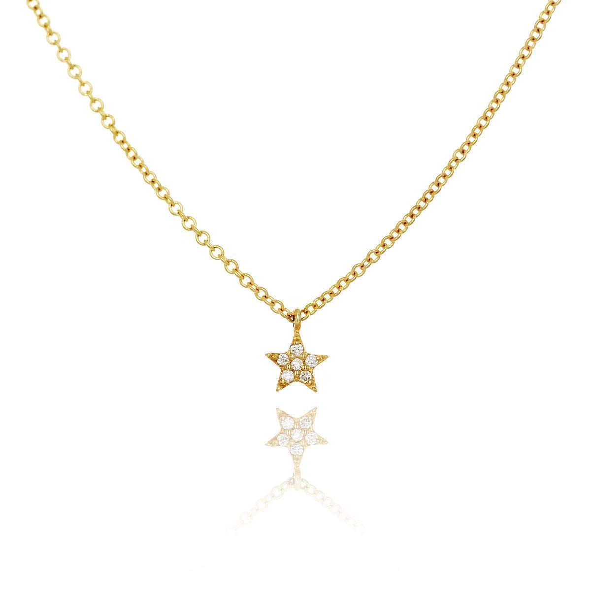 Elegant Star Charm Diamond Necklace - 14K Gold Tiny Star Diamond Pendant Choker for Women, Perfect Gift for Anniversary & Valentine's Day - Ideal for Date Night, Party & Special Occasions