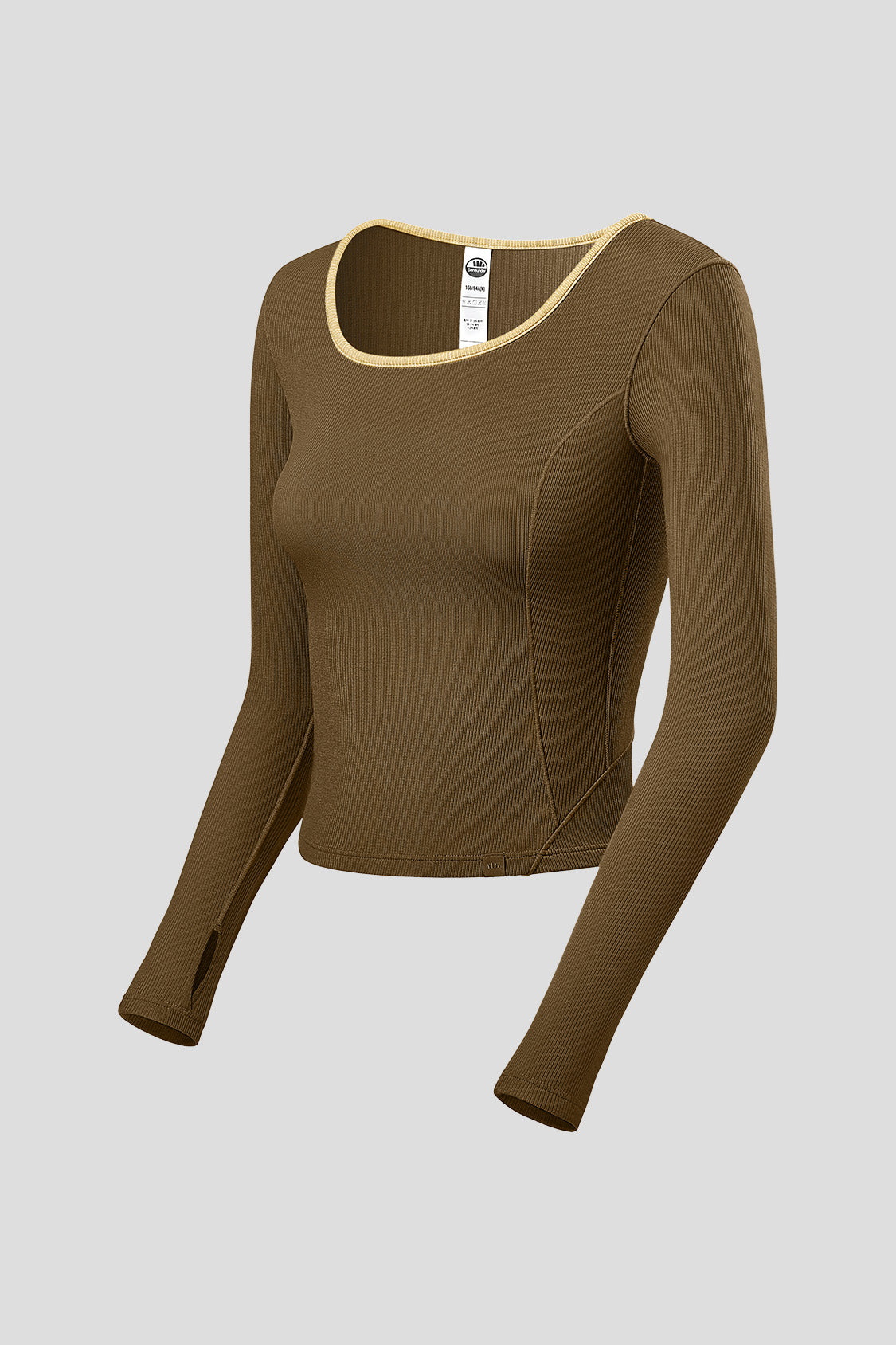 Women's Slim Fit Long Sleeve T-Shirt - Stretchy U-Neck Basic Top for Casual Wear, Workout & Layering