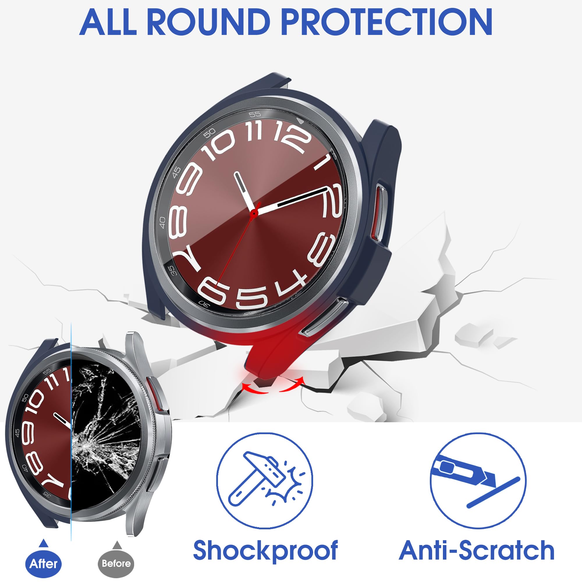Samsung Galaxy Watch 6 Classic 47mm Case with Screen Protector - Waterproof & Anti-Fog for Sports & Outdoor