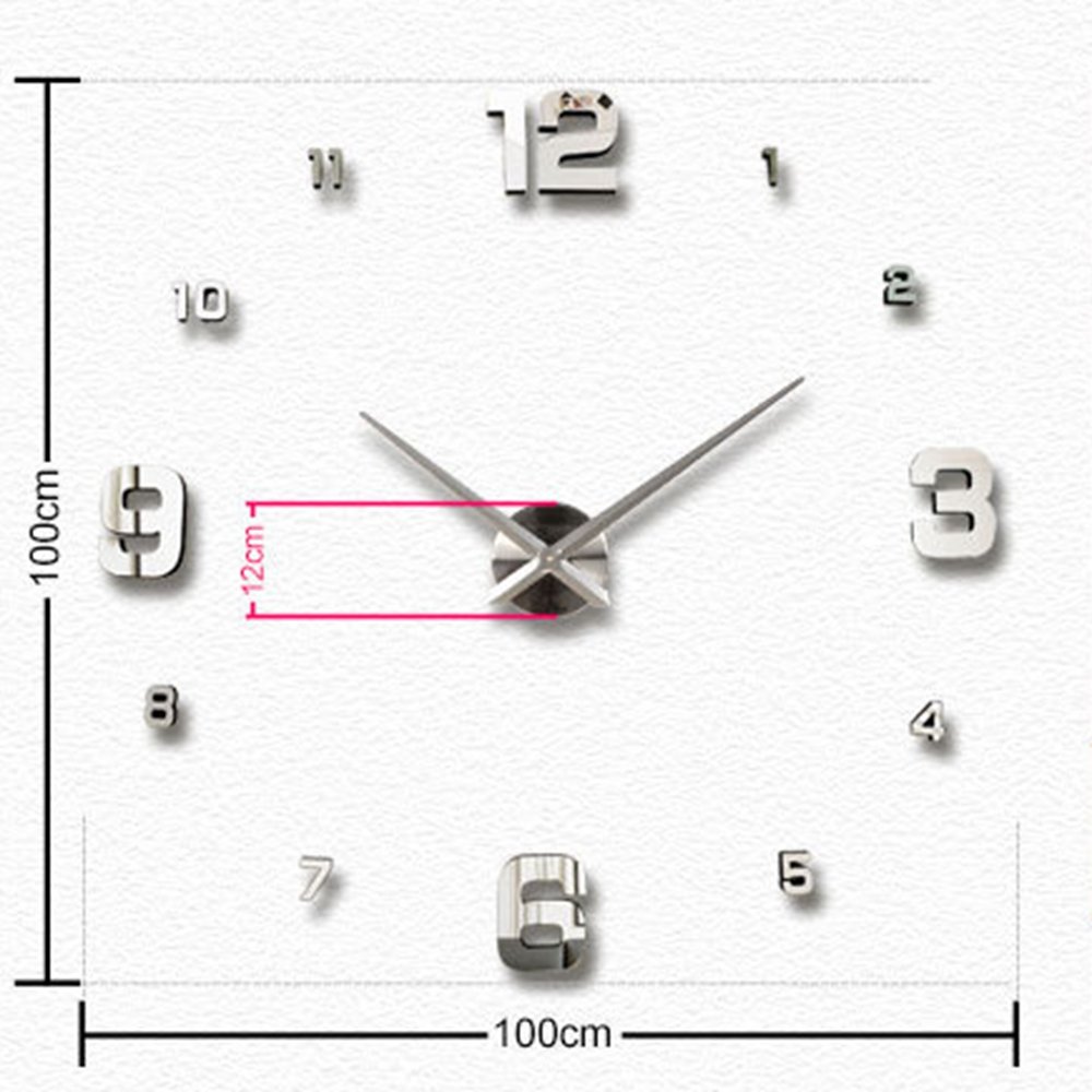Modern 3D Frameless Large Wall Clock - Stylish Home Decor for Living Room, Bedroom & Office - DIY Wall Sticker - Big Timer (5# Silver) - Perfect for Home, Office & Gift Giving
