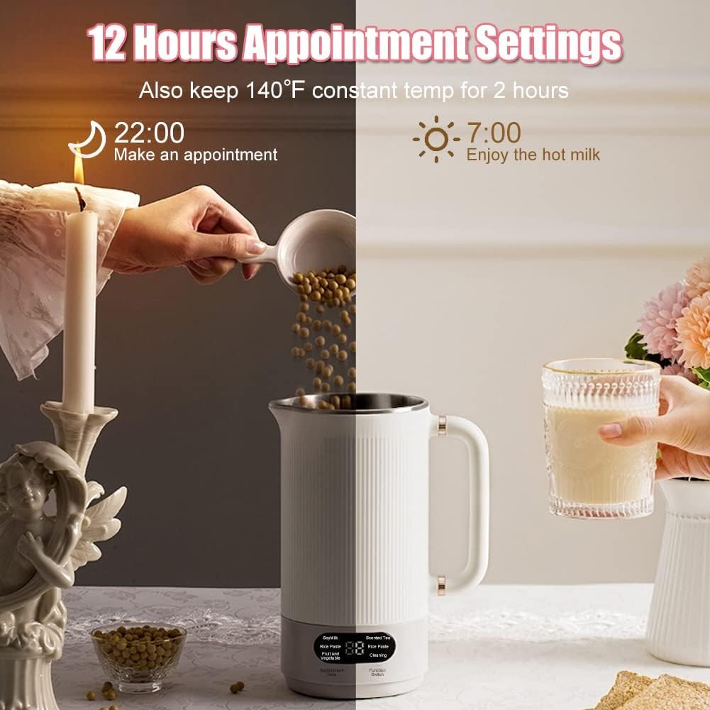 350ml Nut Milk Maker & Soy Milk Maker - Includes Cleaning Brush & Measuring Cup - Wall Breaking Machine for Rice Paste - Perfect for Homemade Almond Milk, Oat Milk & Smoothies