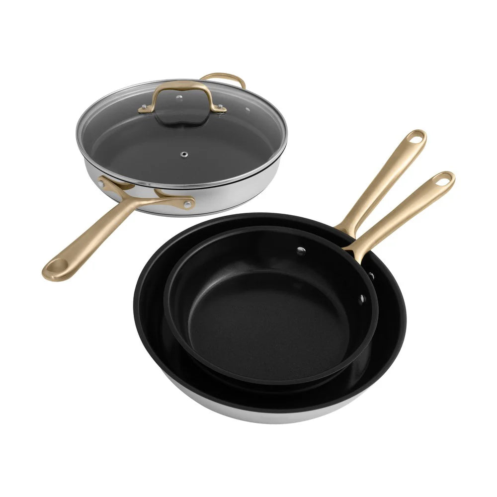 ZLINE 10-Piece Non-Toxic Stainless Steel & Ceramic Non-Stick Cookware Set - Healthy Cooking for Family Meals, Baking & Everyday Kitchen Use (CWSETL NS 10)