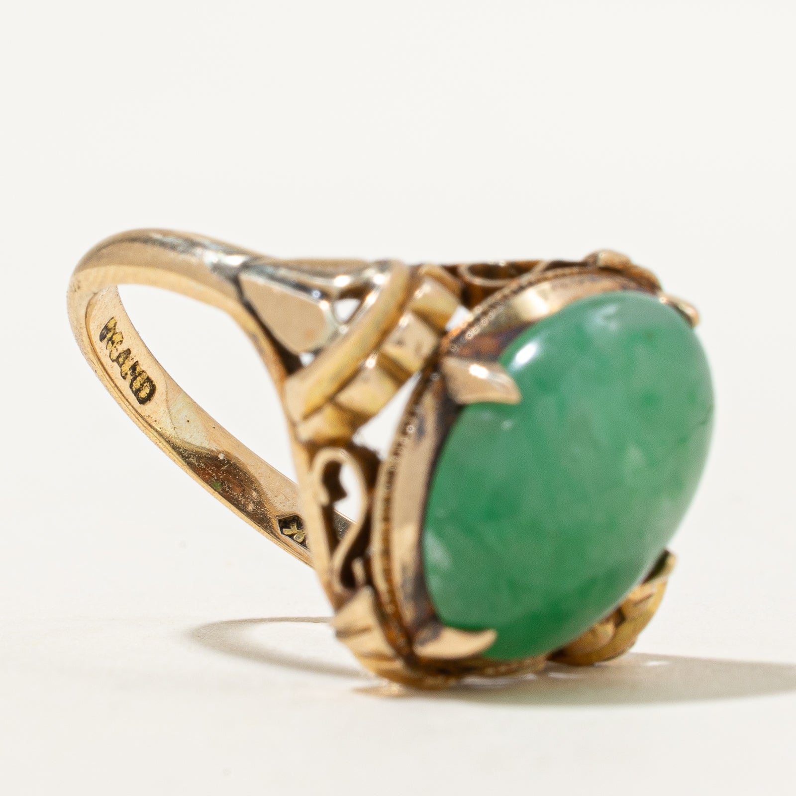 Oval Cabochon Jade Textured Cocktail Ring - 7.60ct Genuine Stone - Size 6.5 - Elegant Jewelry for Women, Perfect for Parties, Weddings & Special Occasions