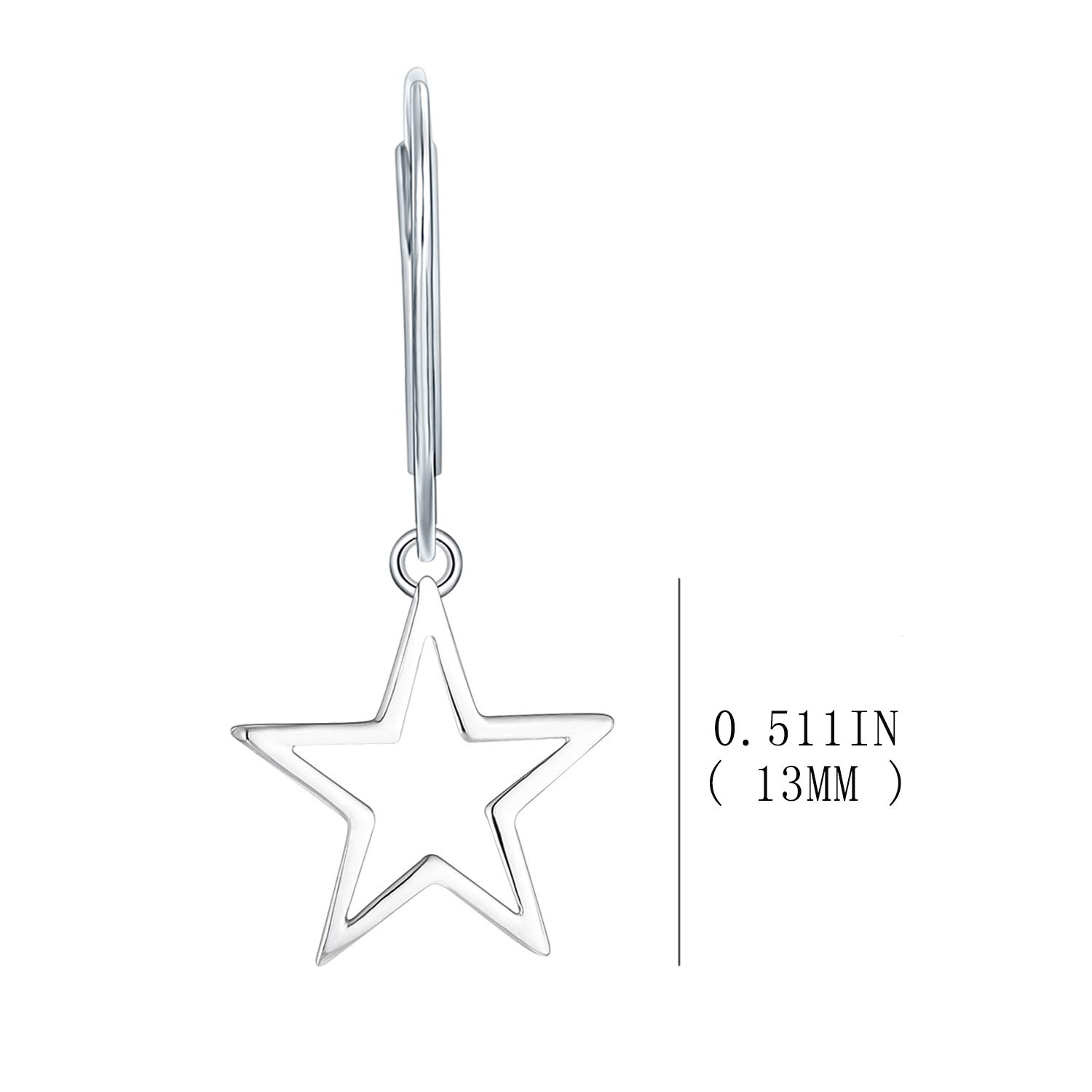 JO WISDOM Women's Star Earrings - 925 Sterling Silver Leverback Dangle & Drop Earrings for Women | Elegant Jewelry Gift for Birthday, Anniversary & Special Occasions