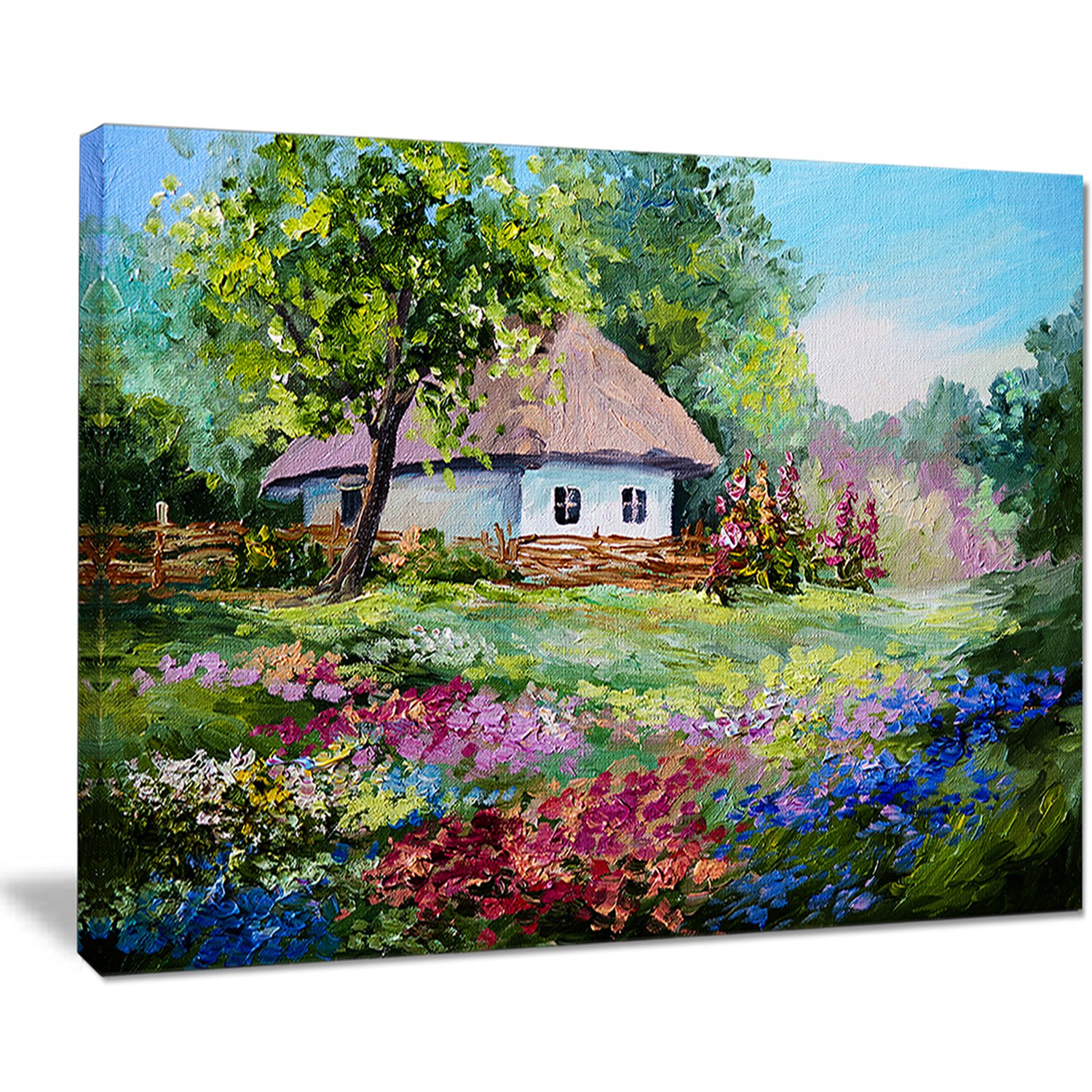 Designart Village Landscape Oil Painting Metal Wall Art - 40x30 Inches, 30''H x 40''W x 1''D - Modern Home & Office Decor for Living Room, Bedroom, Dining Area