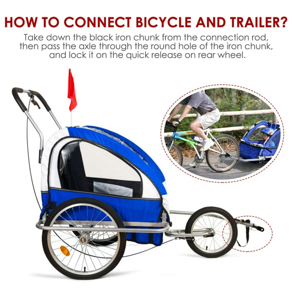 VOSAREA Heavy Duty Bike Trailer Hitch Coupler - Universal Bike Trailer Attachment for Cargo & Baby Trailers - Durable Trailer Coupling Accessory for Bikes, Cycling & Family Outings