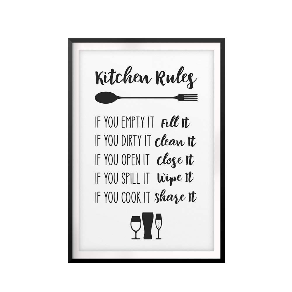 Kitchen Rules Wall Art Print 8x10 - Perfect for Home Decor