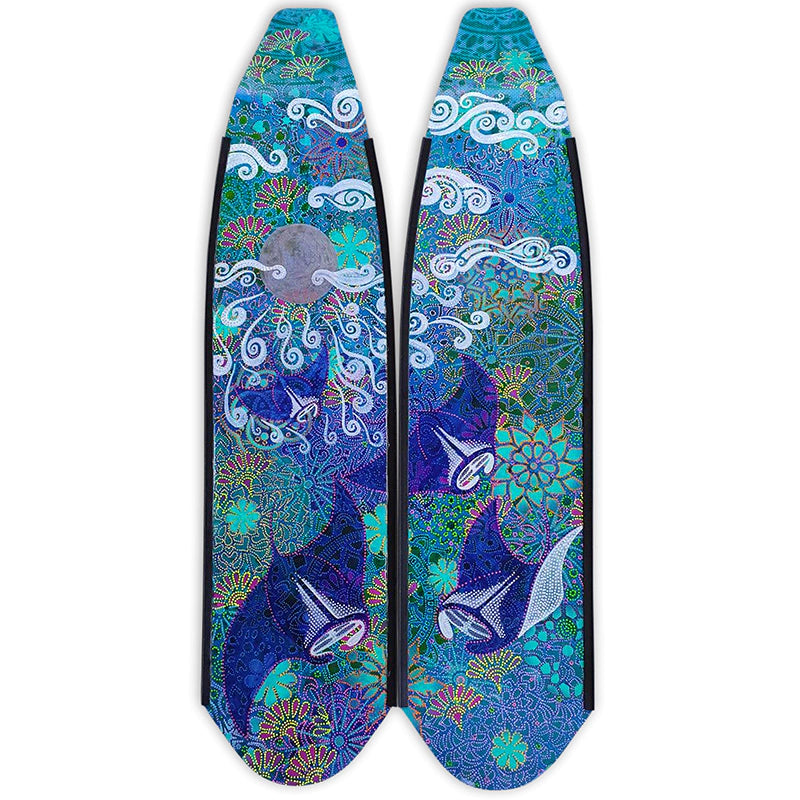 Custom Hand-Painted Free Diving Carbon Fin Blades by Naomi Gittoes | Professional Scuba & Spearfishing Gear for Ocean Adventures