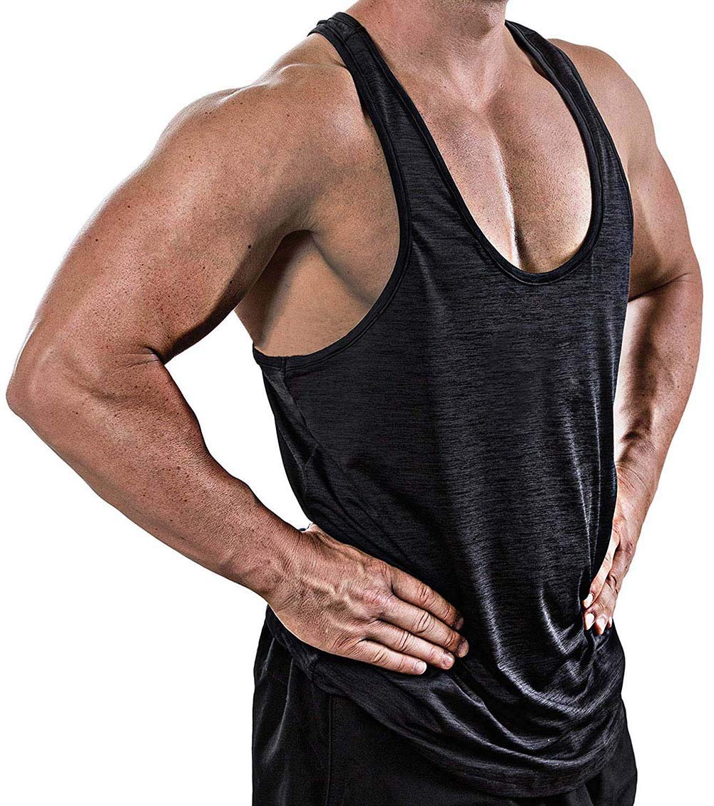 FUOE Men's Workout Tank Top - Gym Muscle Vest for Bodybuilding & Athletic Training - Breathable Stringer Fitness Shirt for Men - Perfect for Weightlifting, Running & Gym Sessions