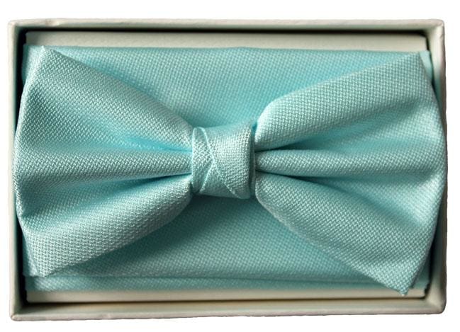Stylish Poly Blue Bow Tie and Pocket Square Set for Men - Perfect for Weddings, Prom, and Formal Events