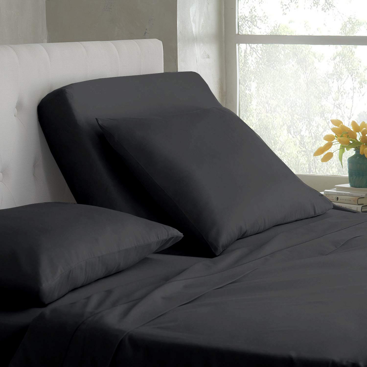Premium Split King Sheet Set (4 Pcs) - 100% Egyptian Cotton 400 Thread Count Bedding for Adjustable Beds - Deep Pocket 15