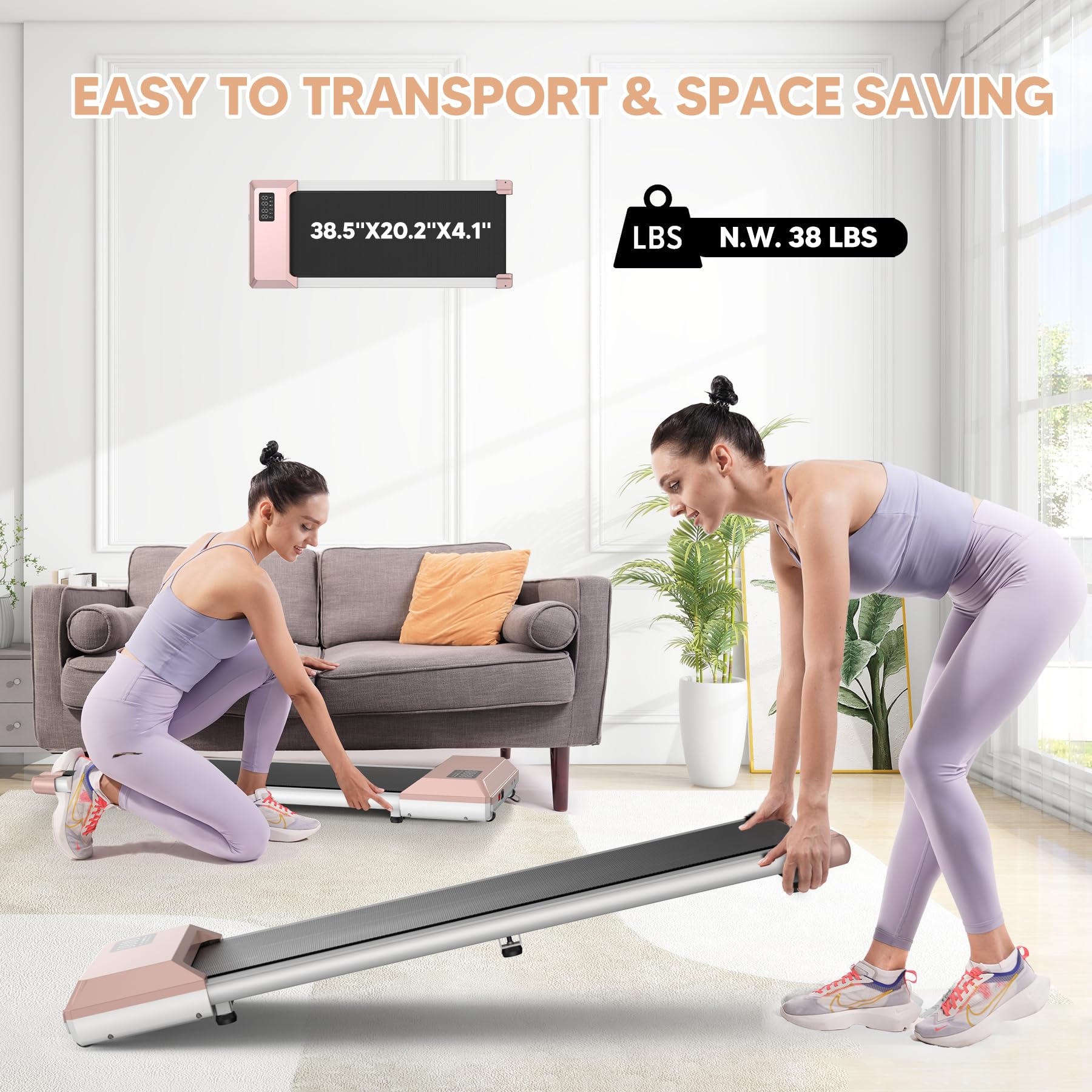 Under Desk Treadmill for Home & Office - 2 in 1 Portable Walking Pad with Remote Control & LED Display - Compact Mini Treadmill for Small Spaces - Perfect for Work from Home, Office Exercise & Apartment Workouts