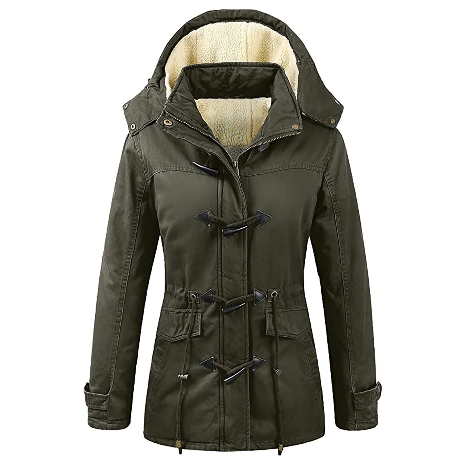Women's Winter Coats with Fleece Lining - Hooded Warm Solid Jacket for Plus Size (3X) - Perfect for Outdoor Activities & Cold Weather Protection