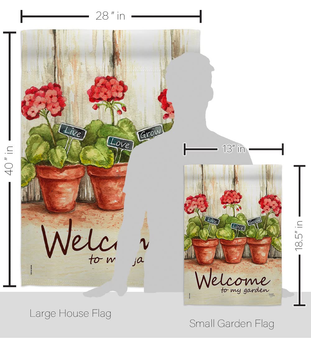 Breeze Decor Welcome to My Garden House Flag Kit - Double-Sided Spring Floral Banner with Sunflower, Tulip, Rose, Orchid & Lilies - Made in USA - Perfect for Springtime Yard Decoration & Seasonal Gift Giving