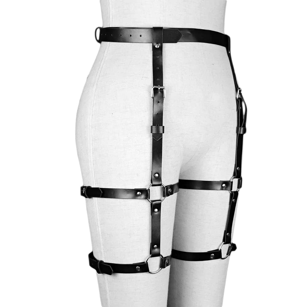 Stylish Leather Waist Chain & Thigh Harness Belt - Punk Body Jewelry for Women & Girls - Perfect for Music Festivals, Rave Parties & Gothic Fashion