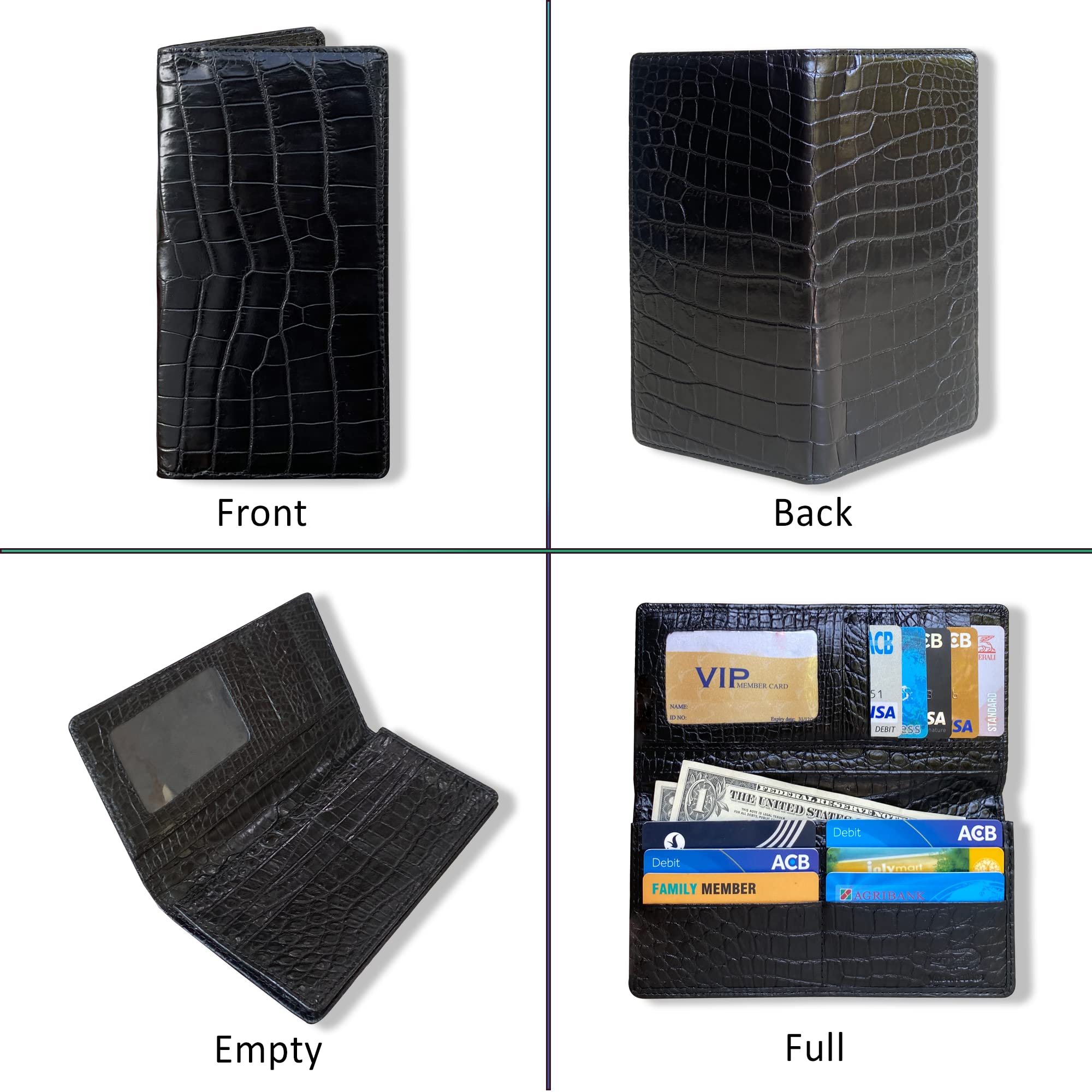 Premium Black Men's RFID Blocking Leather Wallet - Extra Capacity Checkbook & Credit Card Holder with 11 Slots, Expandable Design & Smartphone Pocket | Ideal for Business, Travel & Everyday Use (Model: LON11-CS)