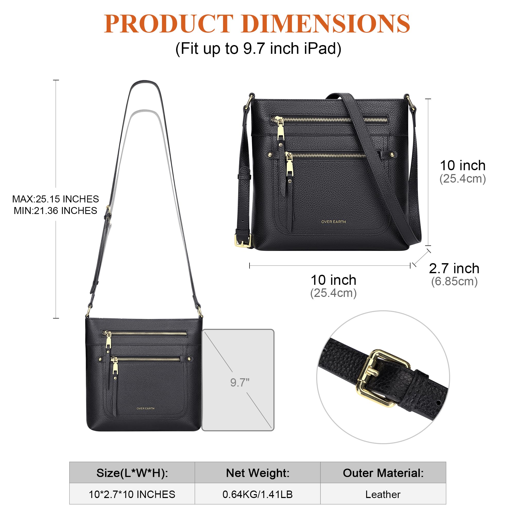 Stylish Leather Crossbody Bags for Women - Multi-Pocket Fashion Purse with Adjustable Strap - Perfect for Travel, Shopping & Everyday Use