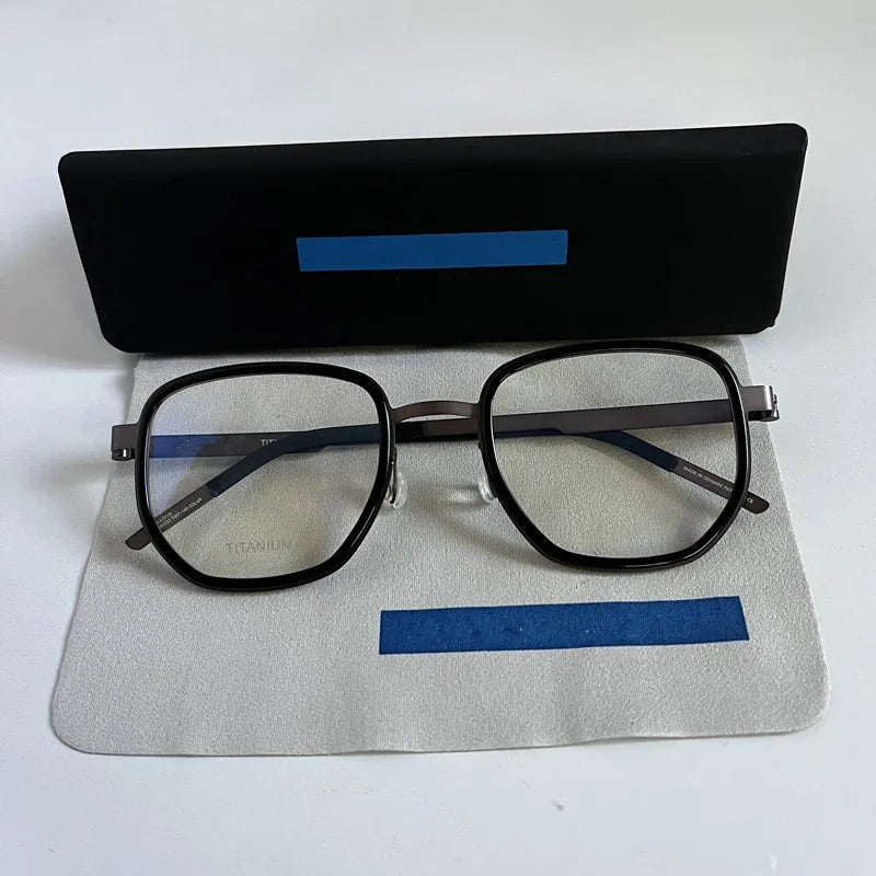 Aimee Unisex Full Rim Square Screwless Titanium Acetate Eyeglasses 9758 - Lightweight Durable Glasses for Work, Reading & Everyday Use