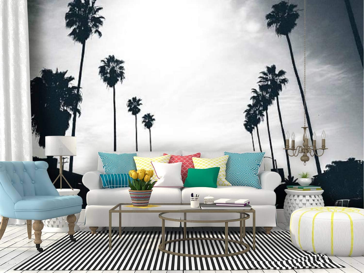 Los Angeles Streets Black and White Wall Mural - Peel and Stick Self-Adhesive Wallpaper, Large Removable Vinyl Film for Home Decor | Perfect for Living Rooms, Bedrooms & Offices