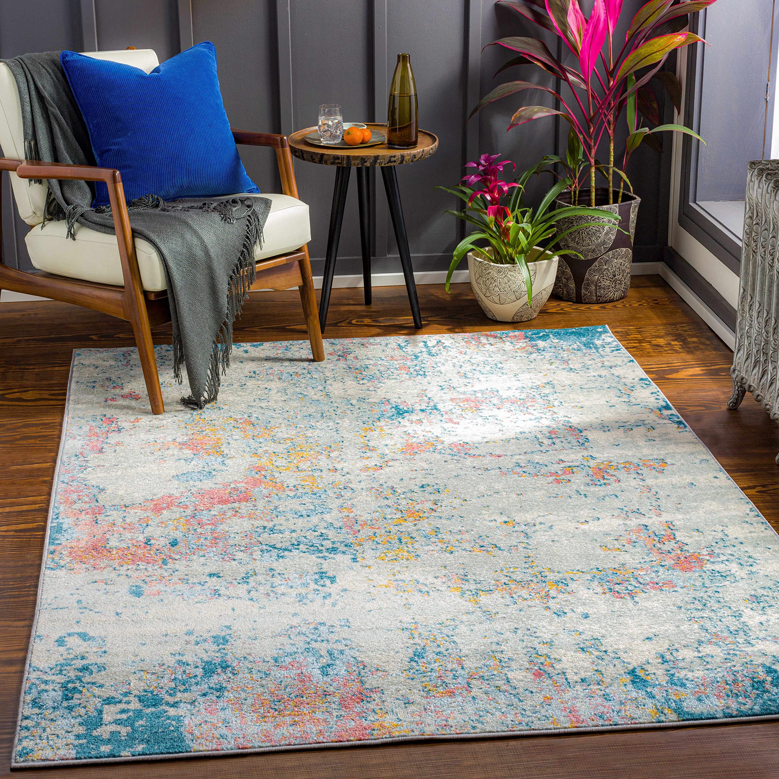 Modern Hauteloom Tambalisa Area Rug for Living Room & Bedroom - Soft Beige, Orange, Gray - 9' x 12' - Perfect for Home Decor, Cozy Spaces & Interior Design