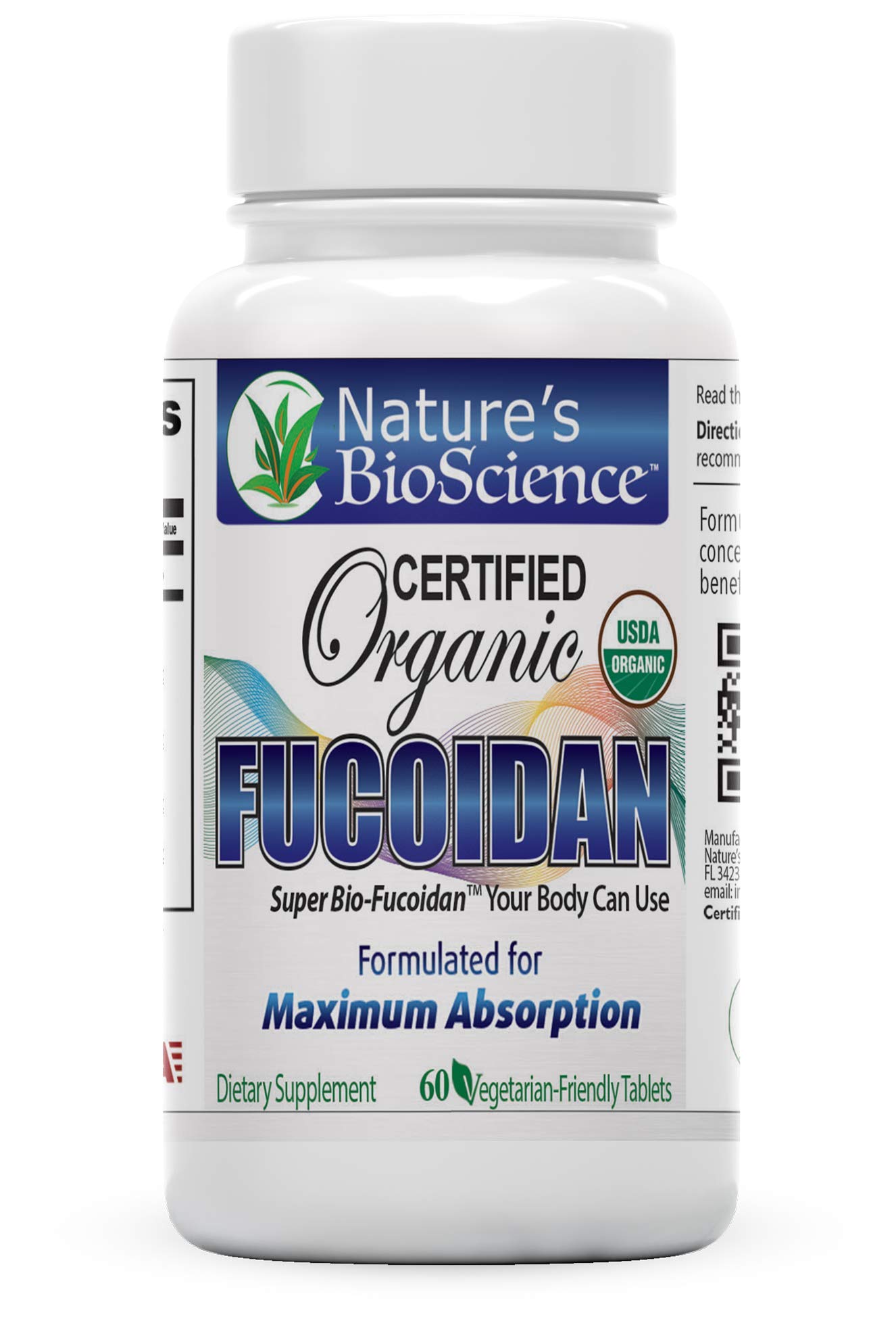 Nature's BioScience ® Certified USDA Organic Fucoidan Supplement - 6 Bottles Pack (1200mg per Serving) for Immune Support & Wellness | Daily Health Booster for Adults & Seniors