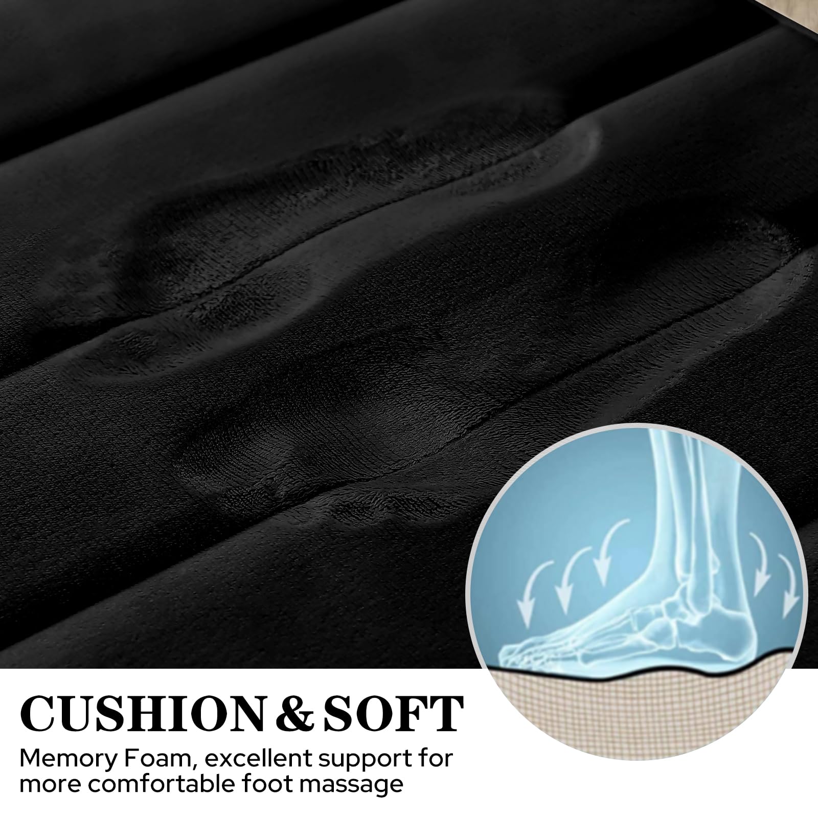 BYSURE 3-Piece Black Memory Foam Bathroom Rug Set - Non-Slip, Super Soft & Absorbent, Machine Washable Bath Mats for Toilet & Shower - Perfect for Bathroom Safety and Comfort