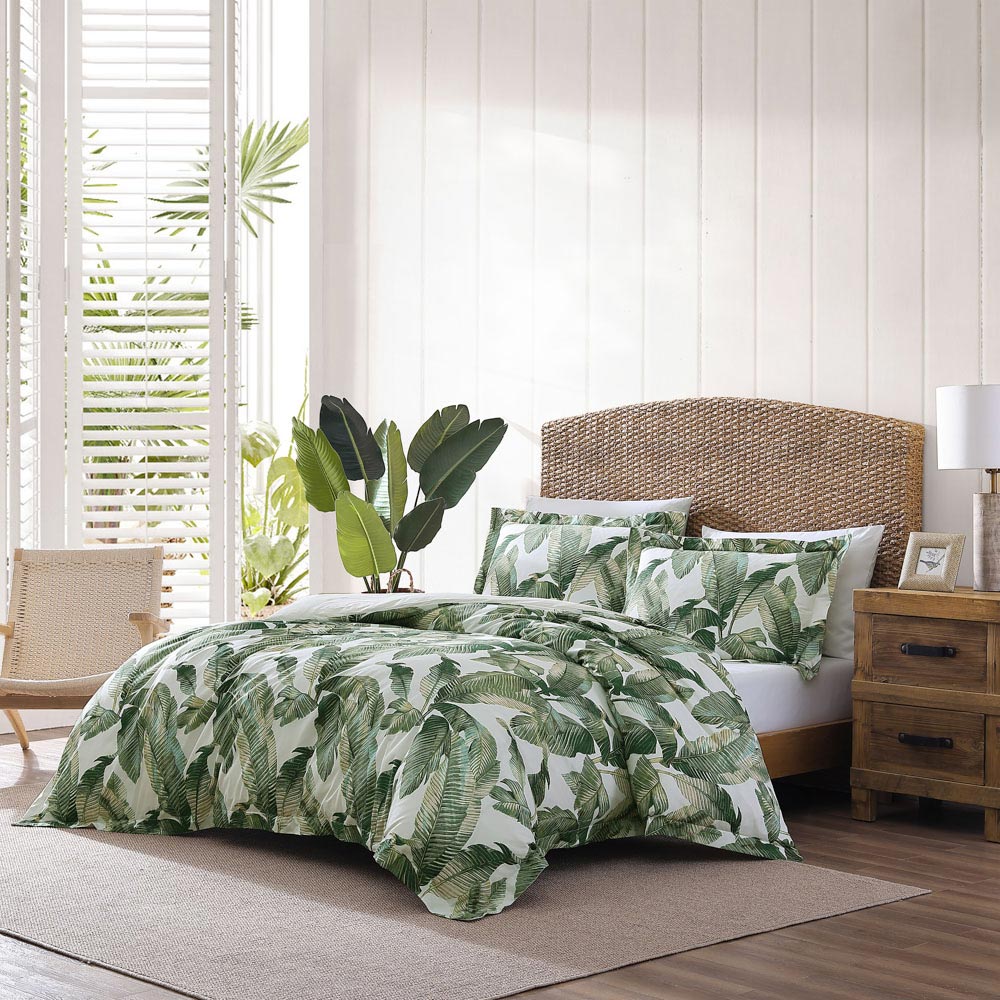 Tommy Bahama Fiesta Palms Green Quilt Cover Set - Tropical Botanical Bedding for Beach House, Guest Room & Vacation Home Decor