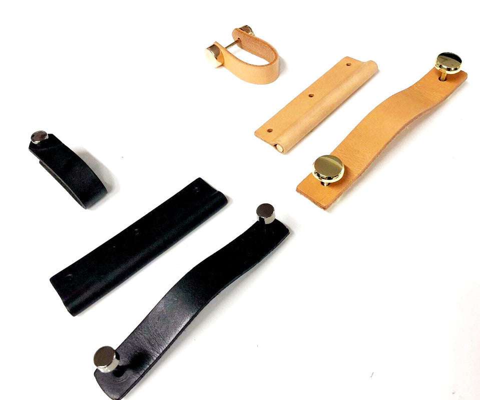 100% Genuine Leather Cabinet & Drawer Pulls - Gold Kitchen & Laundry Door Handles - Premium Hardware for Home & Office Furniture