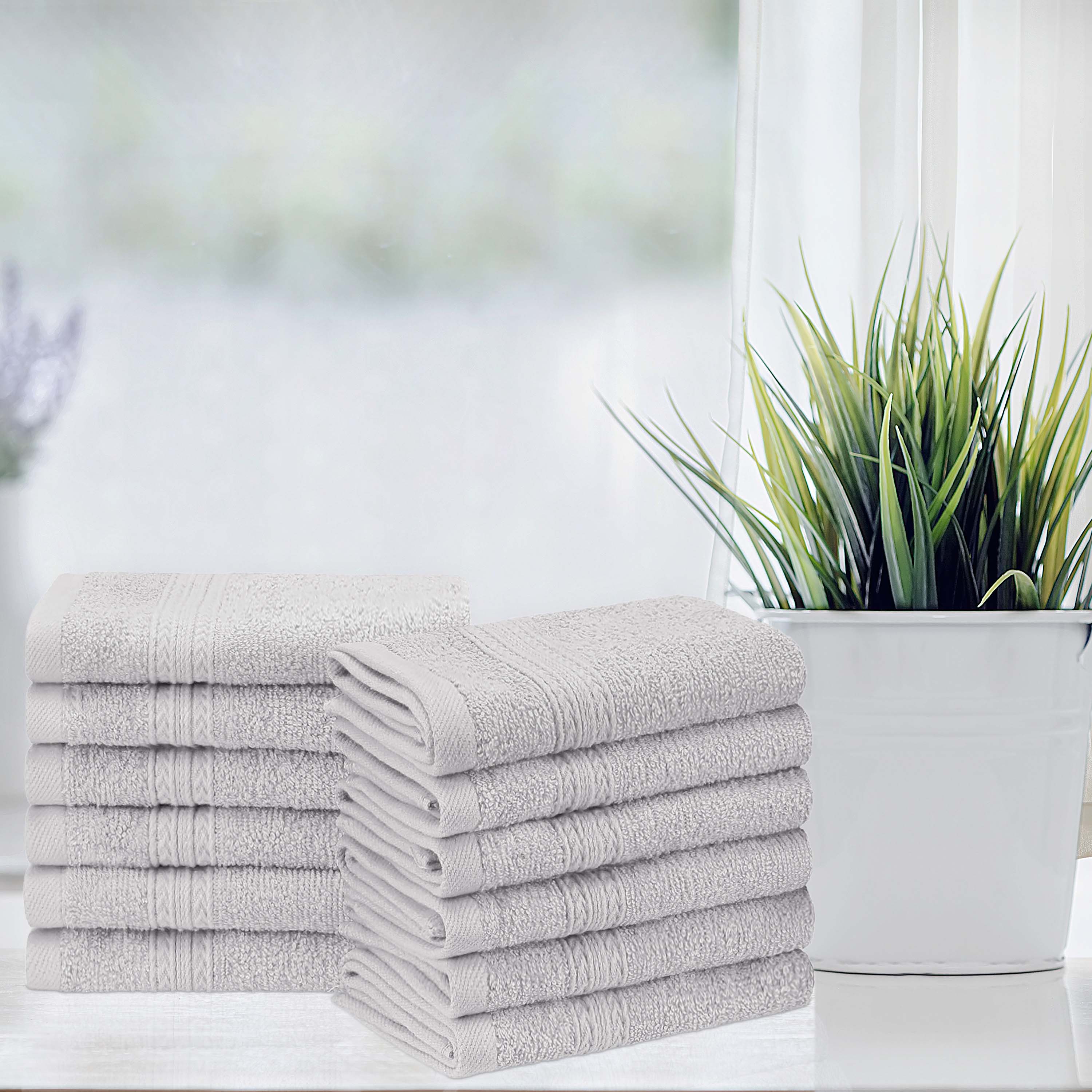 Organic Cotton 12-Piece Solid Face Towel Set | Eco-Friendly, Soft & Absorbent | Perfect for Spa, Gym, Travel & Home Use