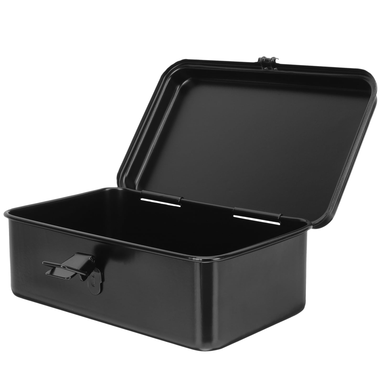 DOITOOL Small Metal Tool Box - Portable Steel Tool Organizer with Hip Roof Design & Secure Metal Latch - Compact 7.86x4.91x3.07in Black Tool Storage Box for Home, Garage, Workshop & DIY Projects