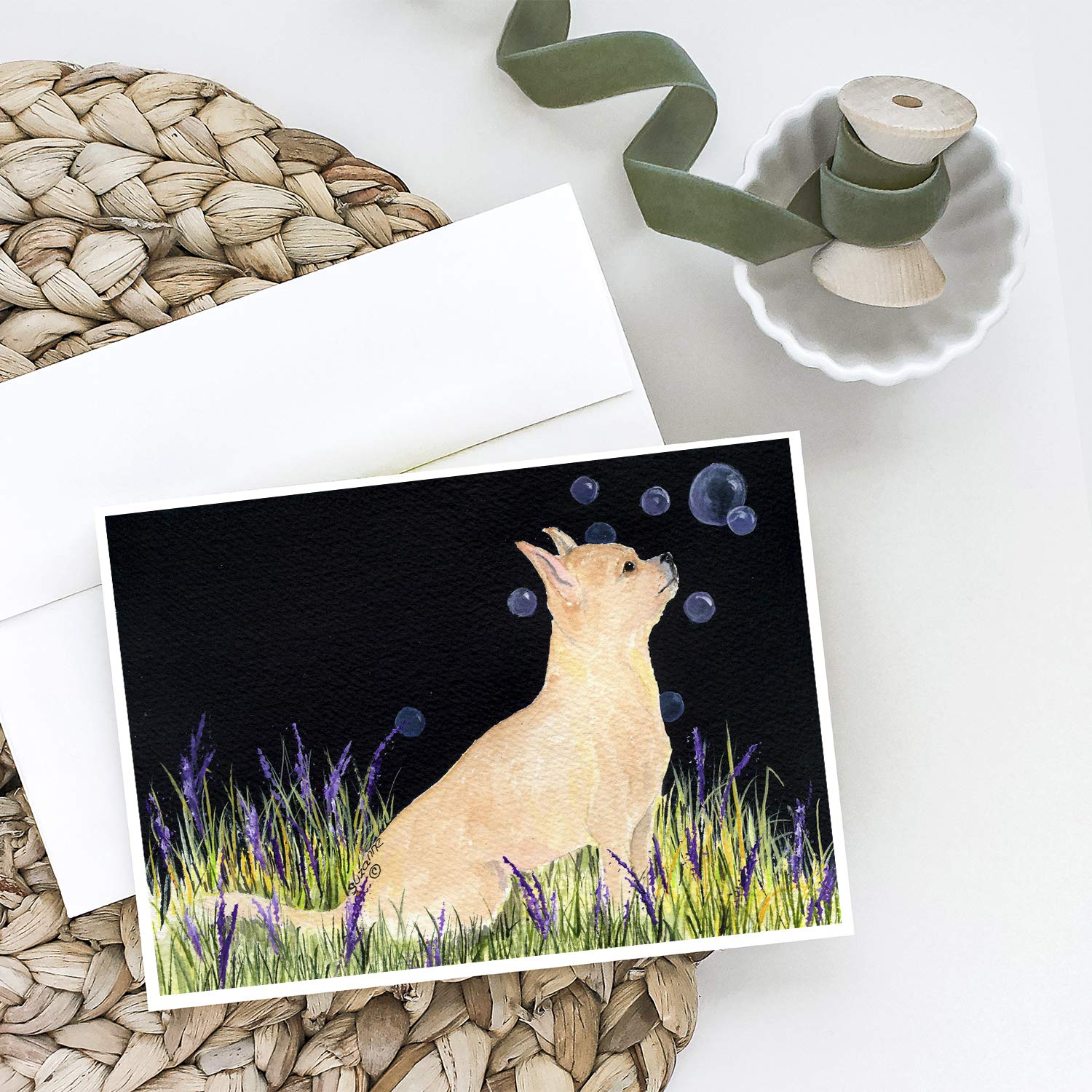 Starry Night Chihuahua Greeting Cards - Pack of 8 Blank A7 Note Cards with Envelopes (5x7 Inches) | Whimsical Dog Lover Stationery for Birthdays, Thank You Notes & Special Occasions