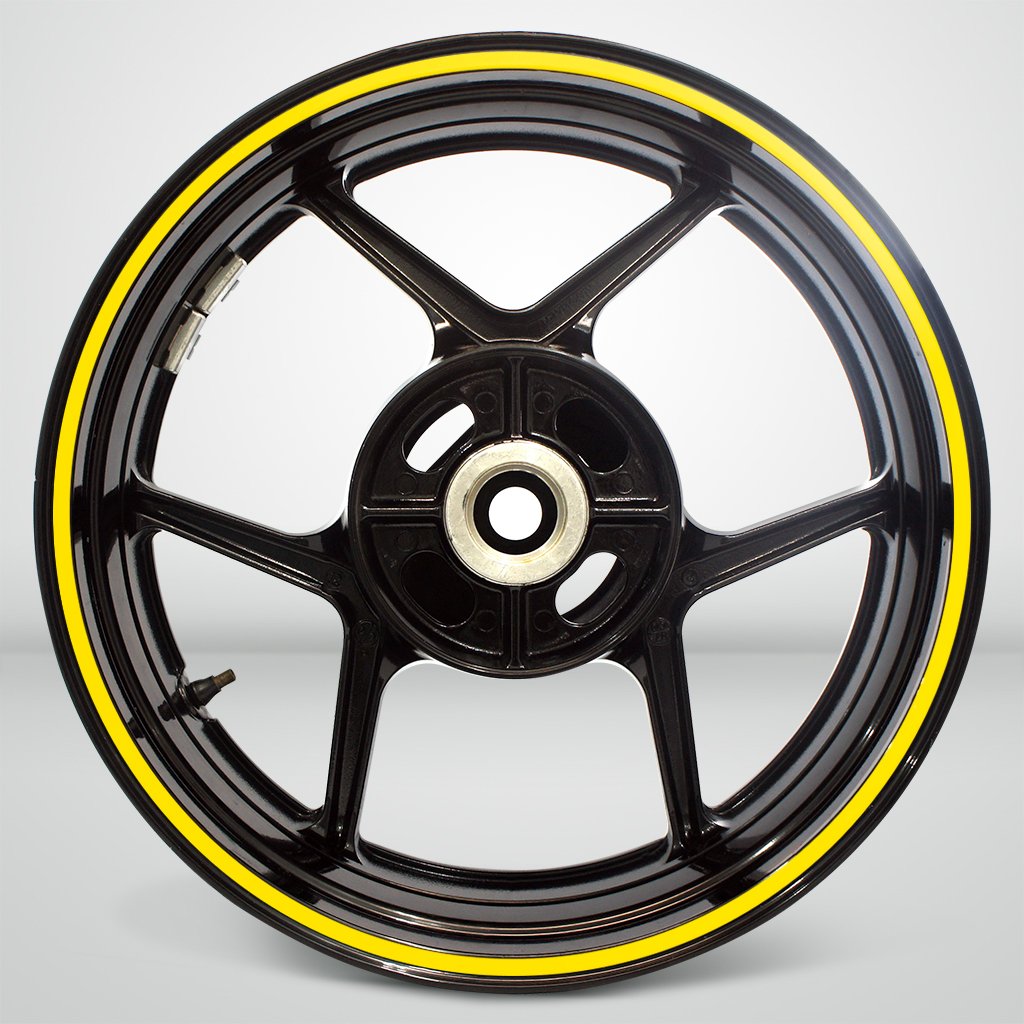 Kawasaki Ninja 250 Compatible Gloss Yellow Vinyl Stickman Outer Rim Liner Stripe - Thick & Durable Motorcycle Rim Decals for Custom Bike Styling