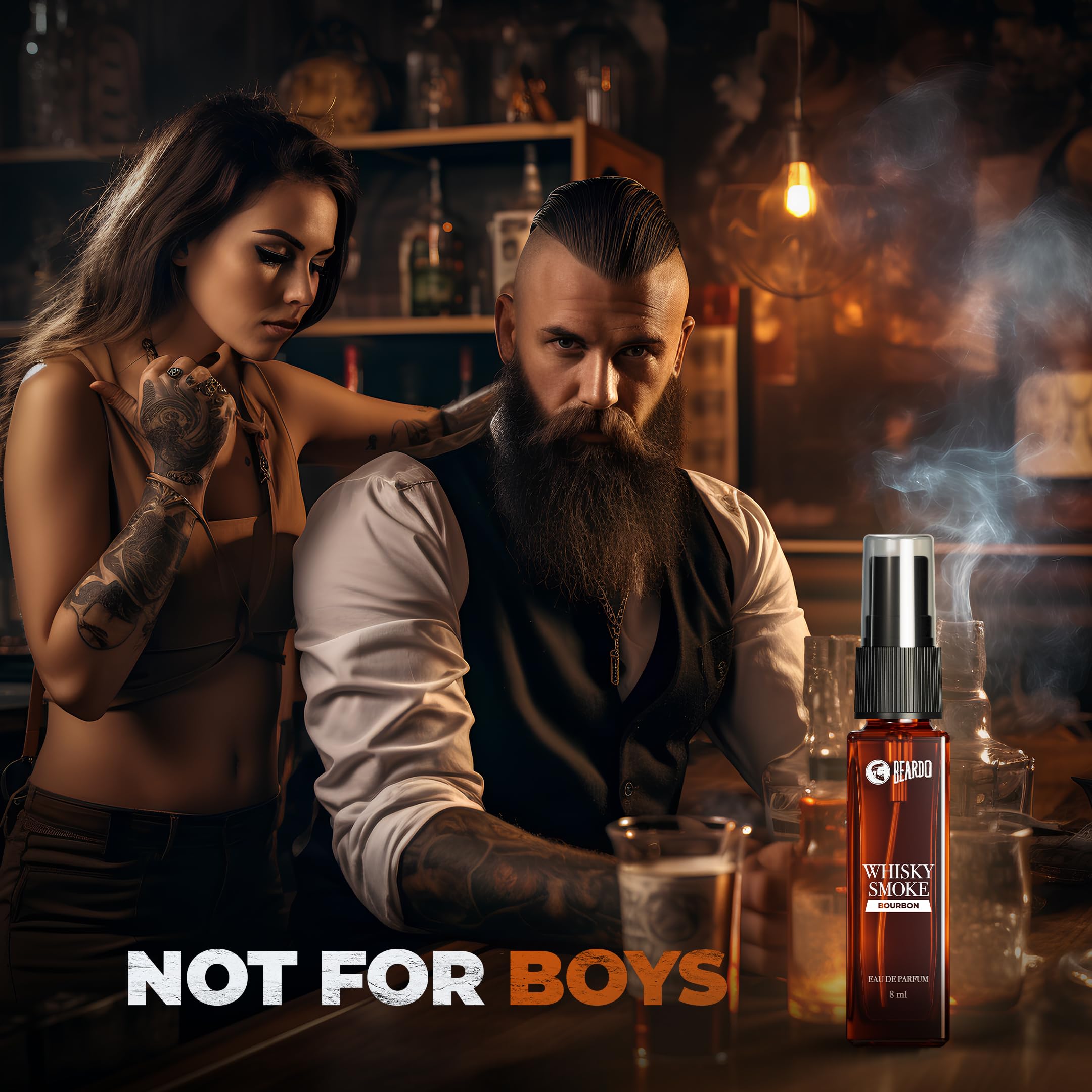 Beardo Whisky Smoke Cologne for Men & Freed Smokin' Hot Perfume for Women (8ml x 2 Pack) - Long Lasting Fragrance Set - Romantic Date Night Scent - Perfect Christmas Gift for Him & Her - Great Present for Friends & Special Occasions - Ideal for Evening Events, Parties & Intimate Moments