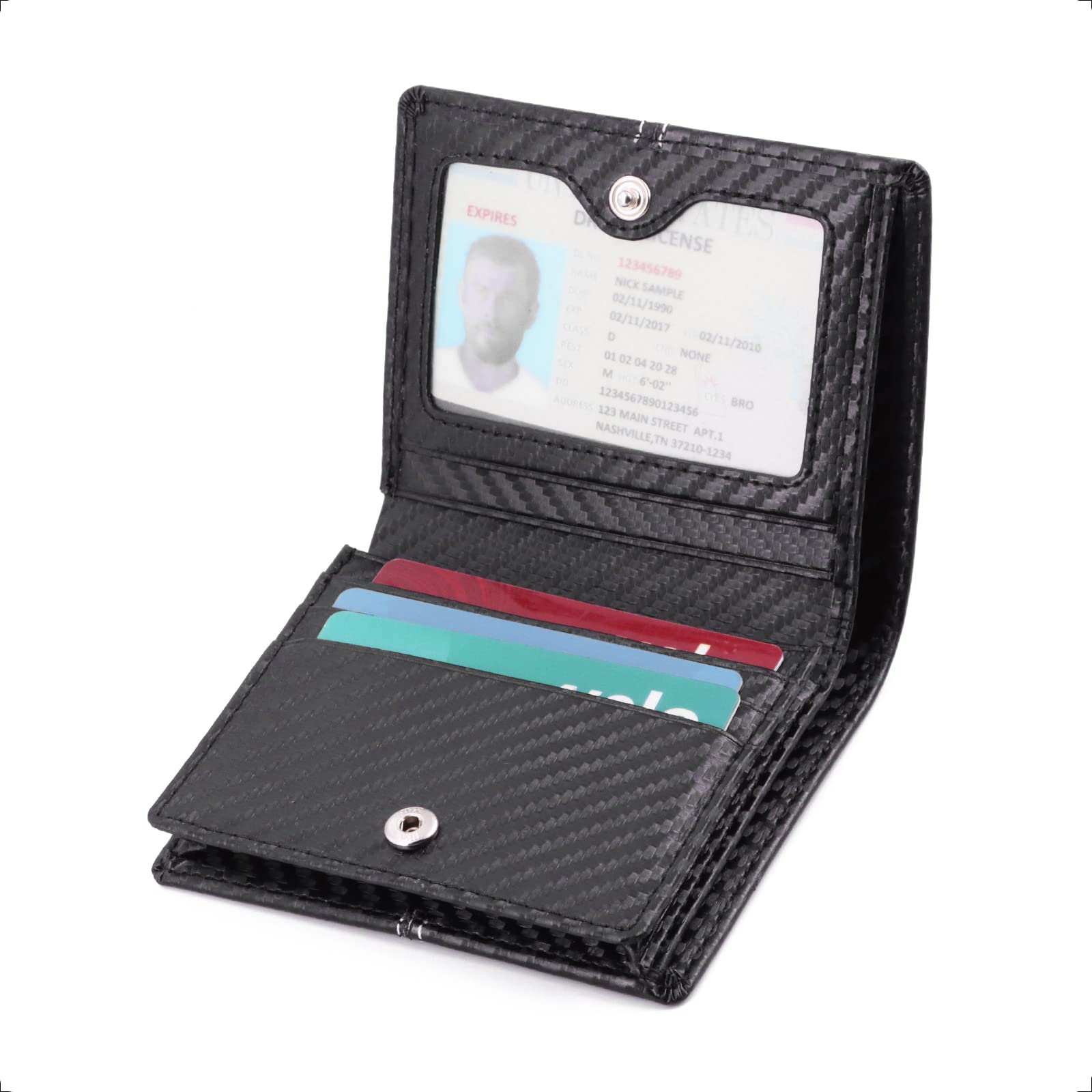 Premium RFID Blocking Leather Wallet for Men - Slim Bifold Design with Money Clip & Coin Pocket | Genuine Leather, Carbon Fiber, Large Capacity (4.2x3.6x0.7in) | Perfect Travel & Everyday Carry | Gift Box Included