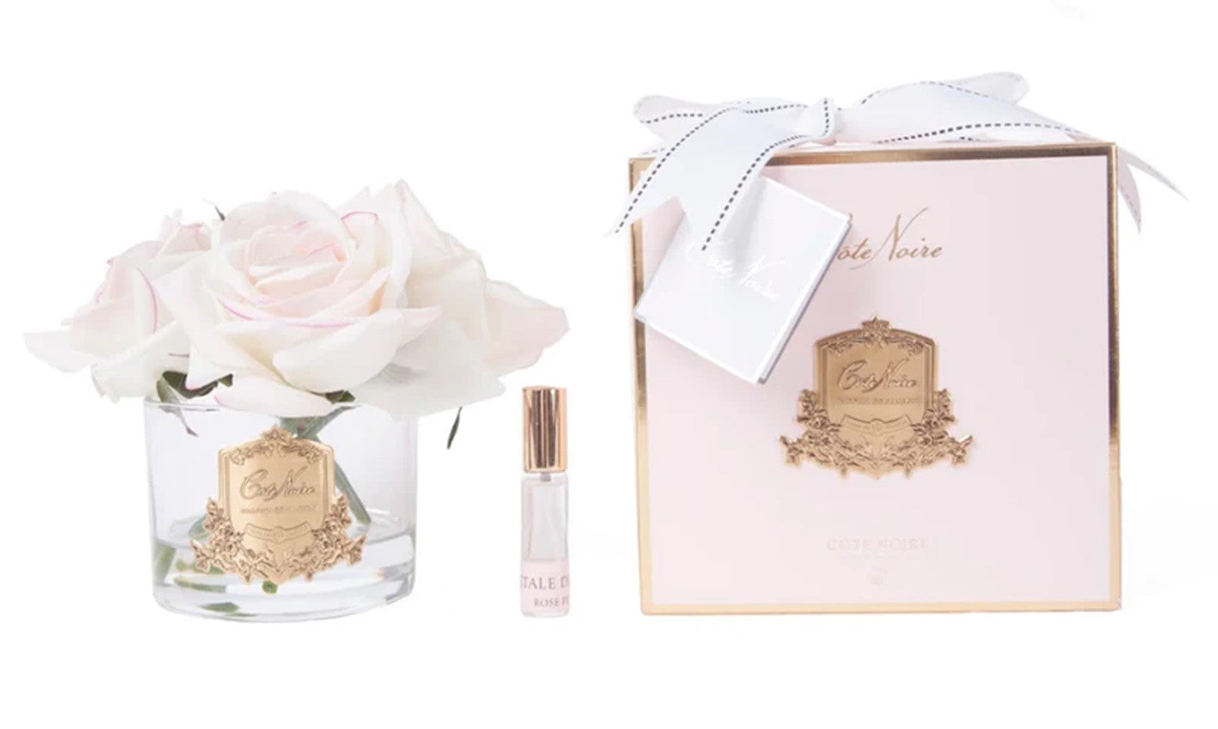 Cote Noire Limited Edition 5 Perfumed Roses in Pink/Blush - Luxury Scented Home Decor for Bedroom, Living Room & Wedding Centerpieces