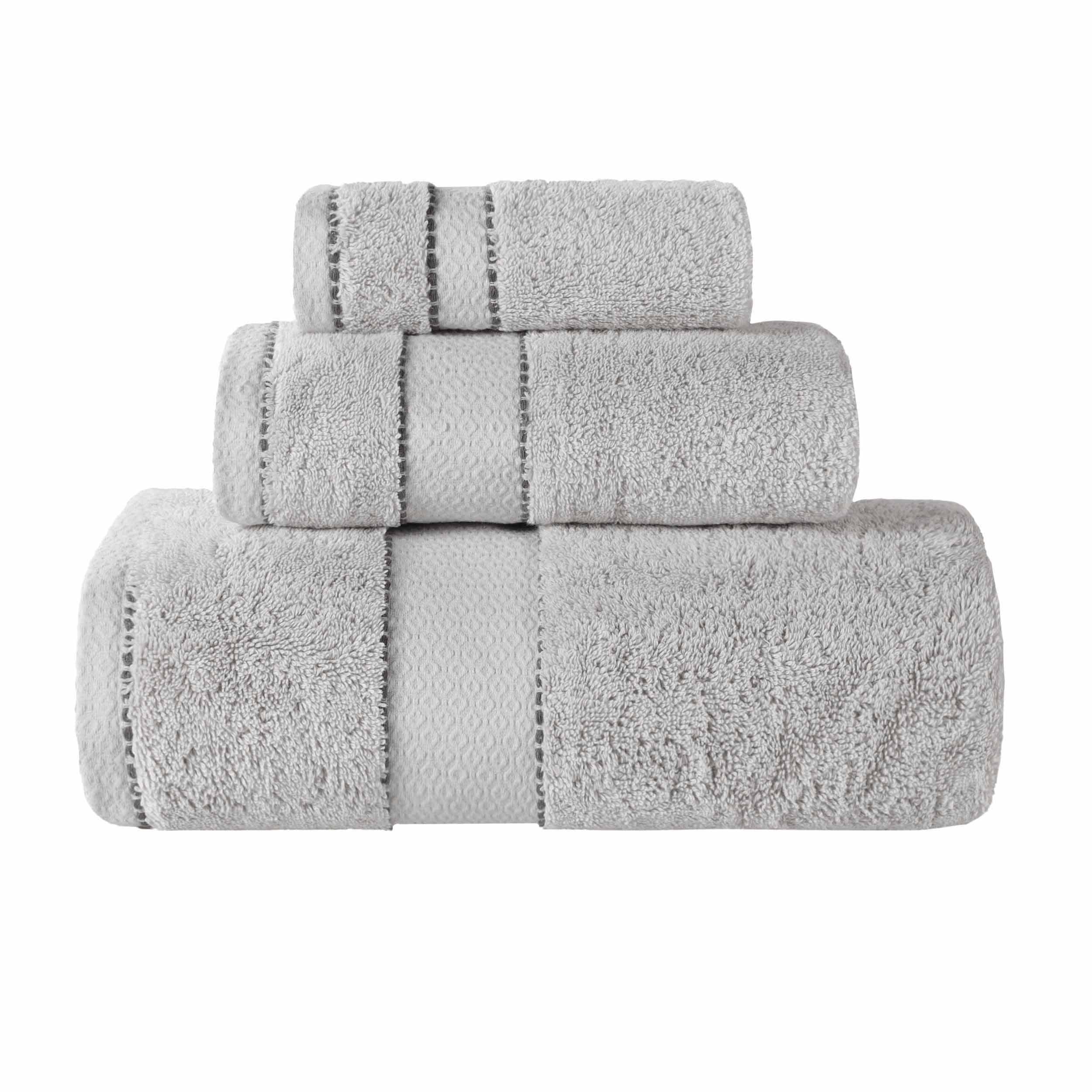 Premium Egyptian Giza Cotton Dobby 3-Piece Bath Towel Set - Ultra Absorbent, Soft & Luxurious for Spa, Bathroom, and Guest Use