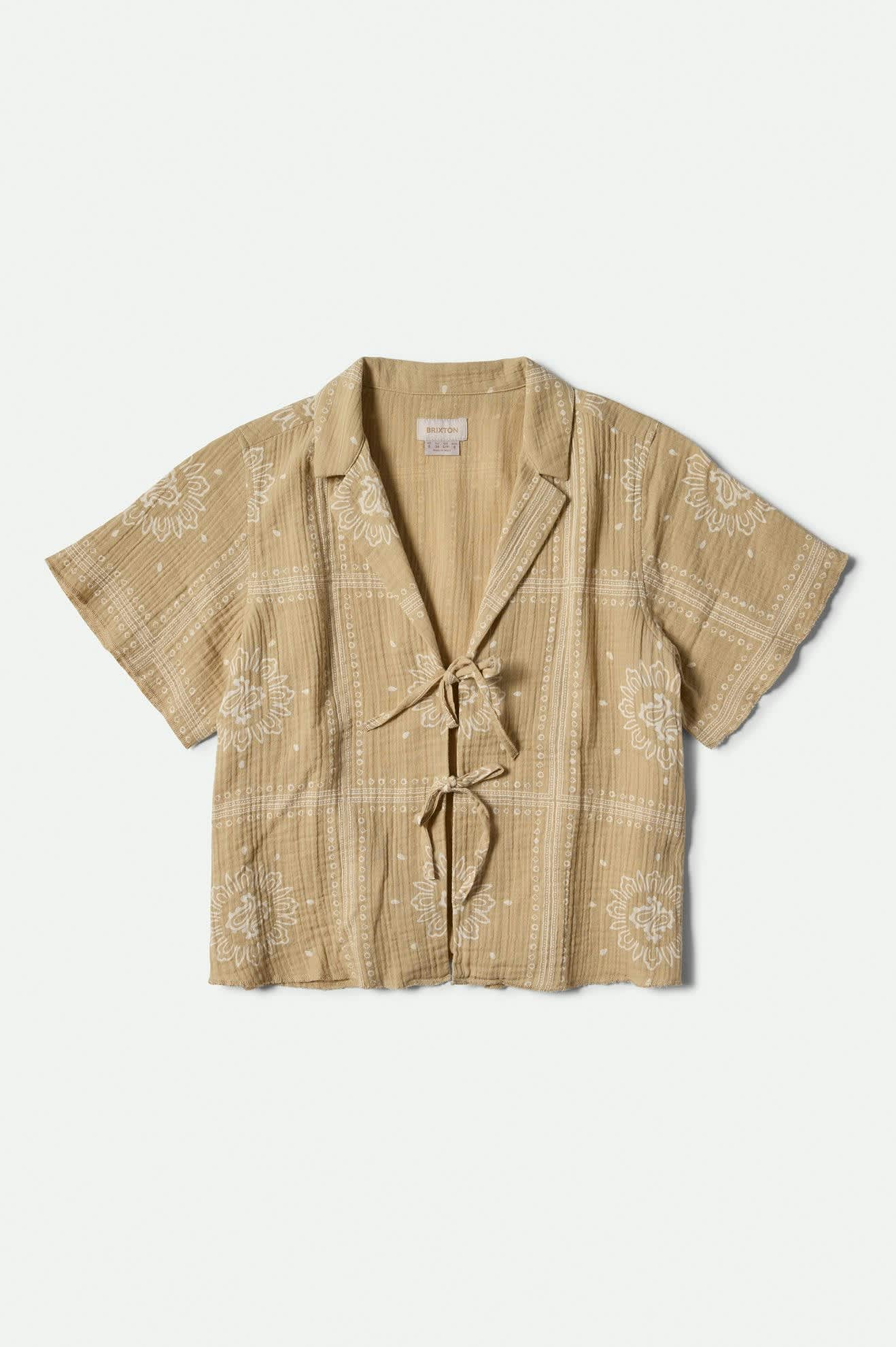 Wandering Tie Top Pale Khaki Bandana - Stylish Women's Fashion Top for Summer Outfits, Beach Wear, and Casual Boho Looks