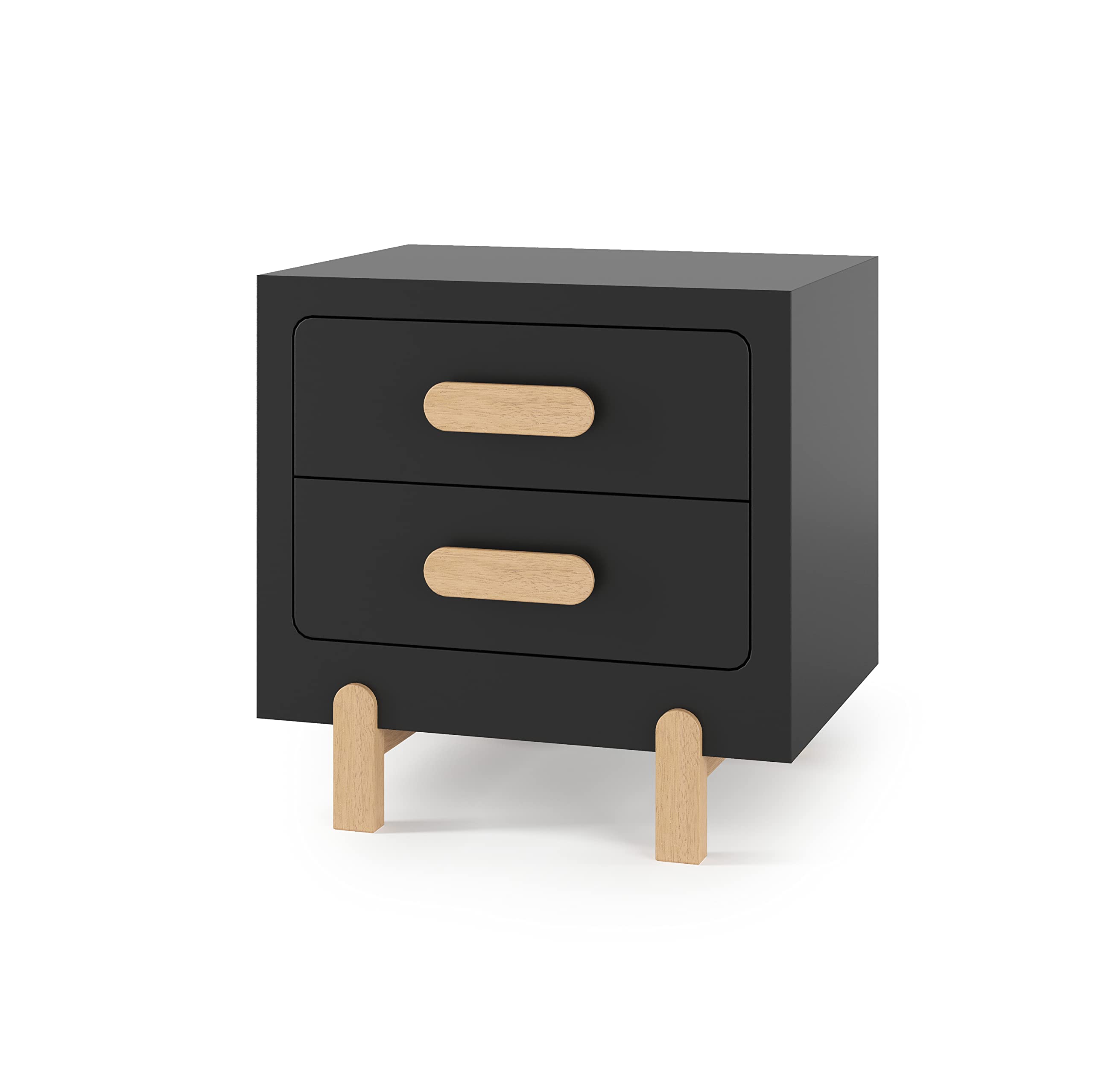 Child Craft Park Heights 2-Drawer Nightstand - Sturdy Pinewood Nursery & Bedroom Side Table with Large Storage | Made in USA | Fully Assembled (Caviar Black) | Perfect for Baby Rooms, Kids' Bedrooms & Guest Rooms