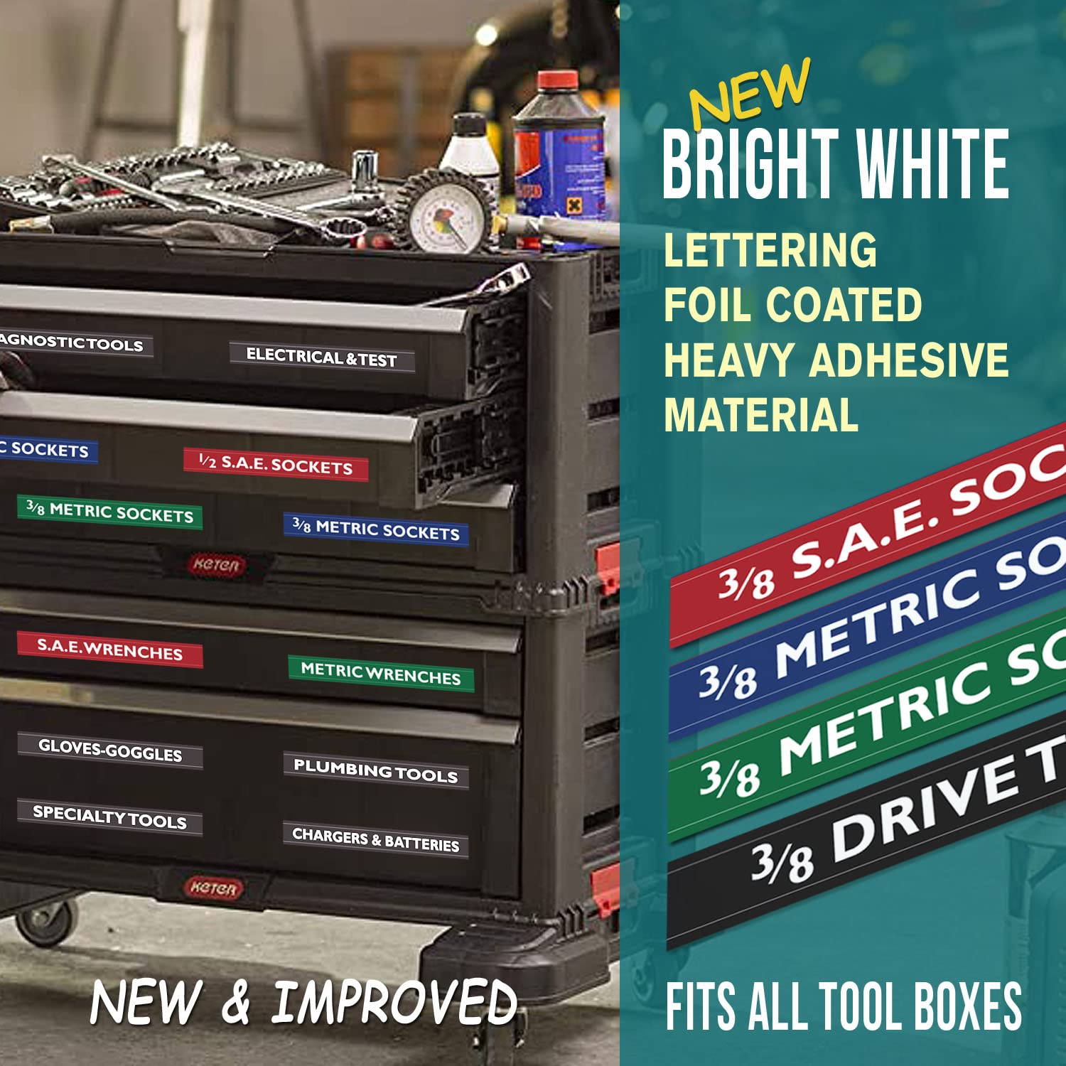 Ultimate Economy Adhesive Toolbox Labels - Durable Stickers for Workshop, Garage & Tool Organization - Perfect for DIY Projects and Professional Use