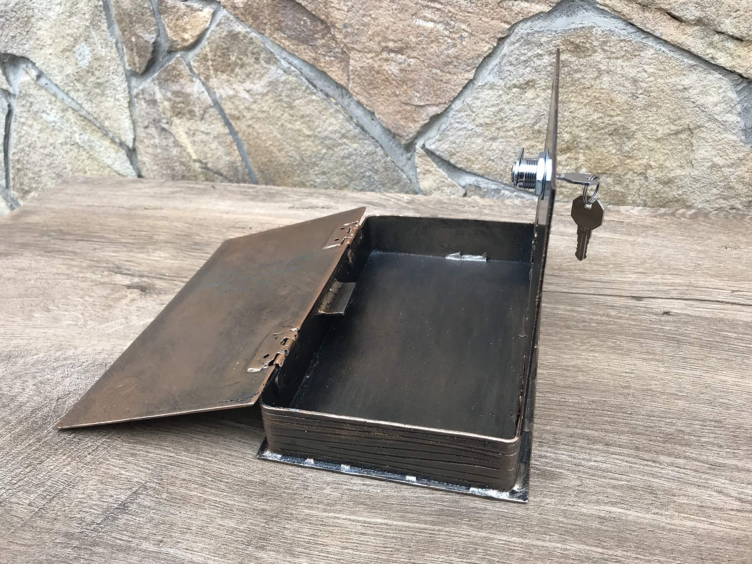 Engraved Metal Book with Lock & Key - Hidden Secret Compartment - Personalized 6th Anniversary Gift - Perfect for Romantic Surprises & Keepsake Storage