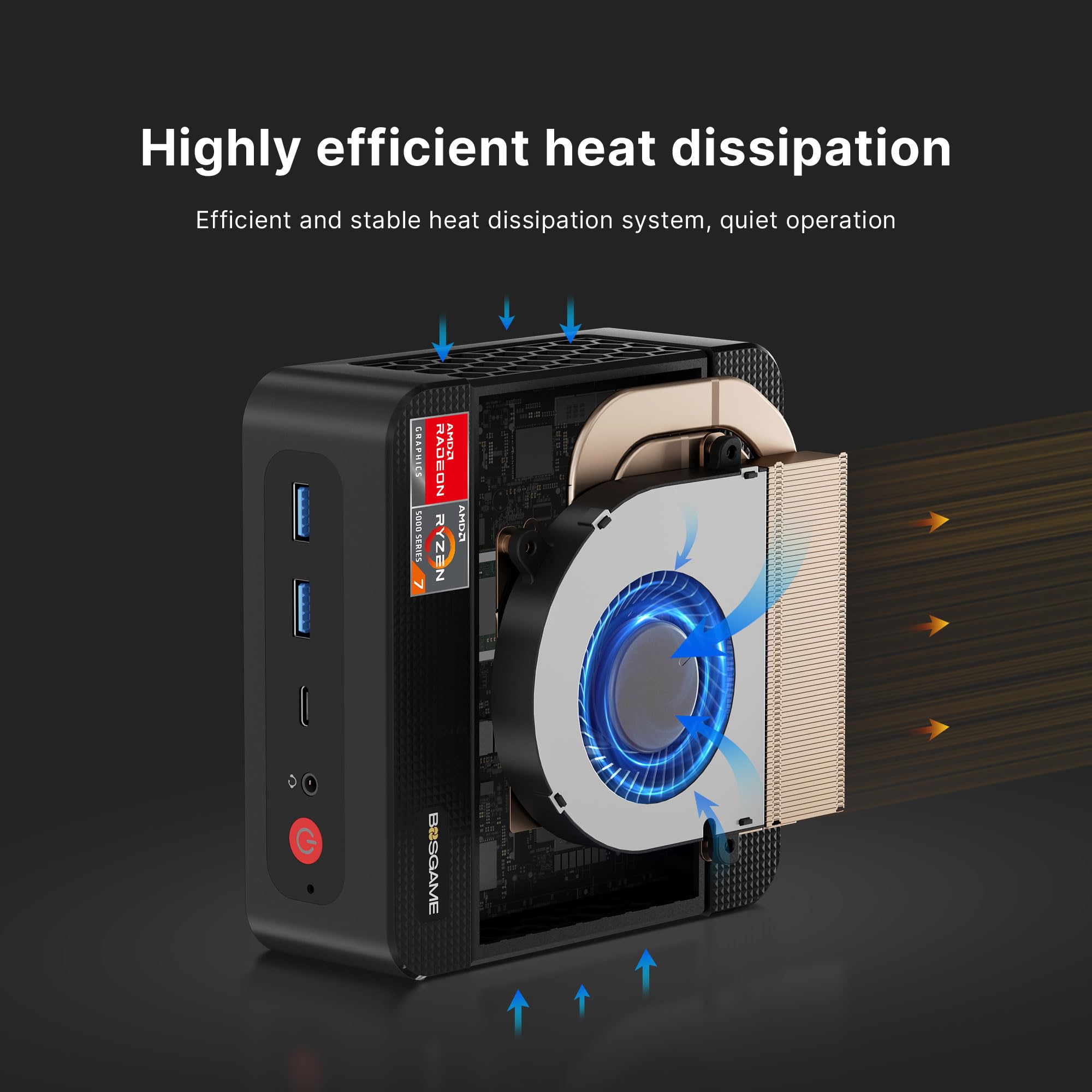 BOSGAME Gaming Mini PC AMD Ryzen 7 5700U | 16GB DDR4 RAM 512GB SSD | Micro Desktop Computer with Dual LAN 2.5GbE, 4K Triple Display, WiFi6E & BT5.2 | Powerful Compact PC for Home Office, Gaming & Streaming