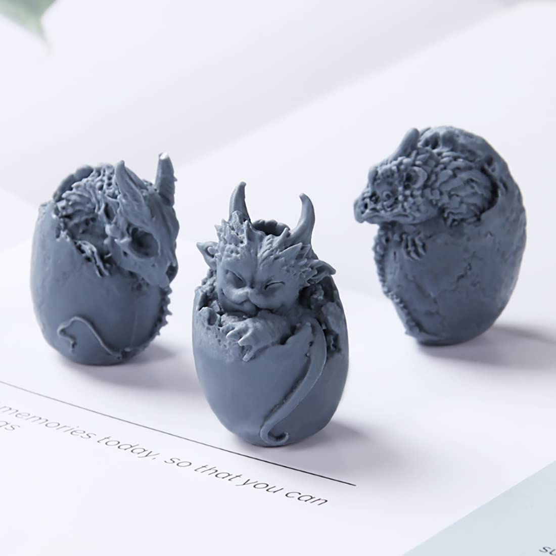 Voyyphixa 3-Piece Dragon Egg Silicone Mold Set - 3D Animal Epoxy Resin Molds for DIY Keychains, Pendants, Broken Dinosaur Crafts - Perfect for Easter Decorations & Resin Casting Projects