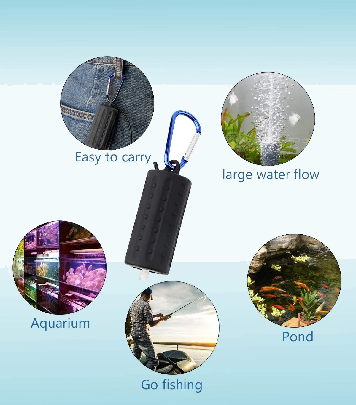 5V Mini USB Aquarium Air Pump with Air Stone & Silicone Tube - Quiet Oxygen Pump for Fish Tanks, Small Aquariums, Hydroponics & Outdoor Fishing (Perfect for Home, Office & Travel Use)