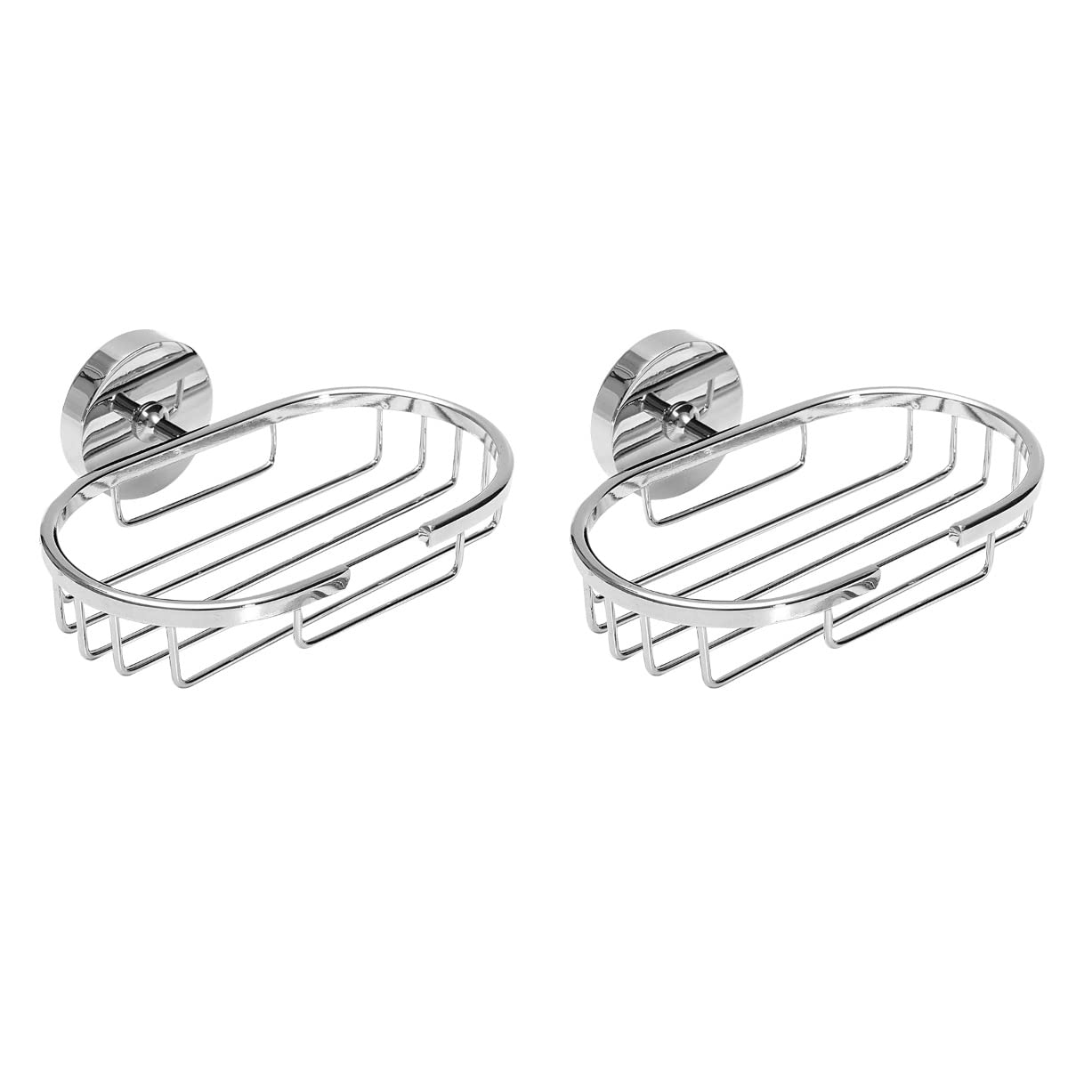 DOITOOL 2 Pack Stainless Steel Wall Mount Soap Holder - Round Rustproof Bathroom Soap Dish with Drain Holes, Silver (Perfect for Showers, Sinks & Kitchen Use)