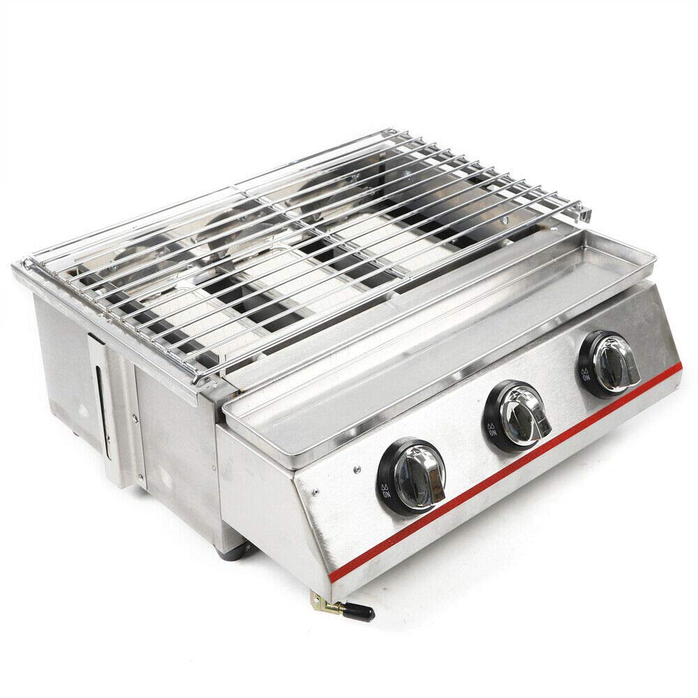 DYRABREST Commercial Smokeless Indoor Grill - Stainless Steel Gas Grill for Home Use with Drip Tray & Annular Heating Tube - Perfect for Apartment BBQ, Kitchen Cooking, and Smoke-Free Grilling (Style 2)
