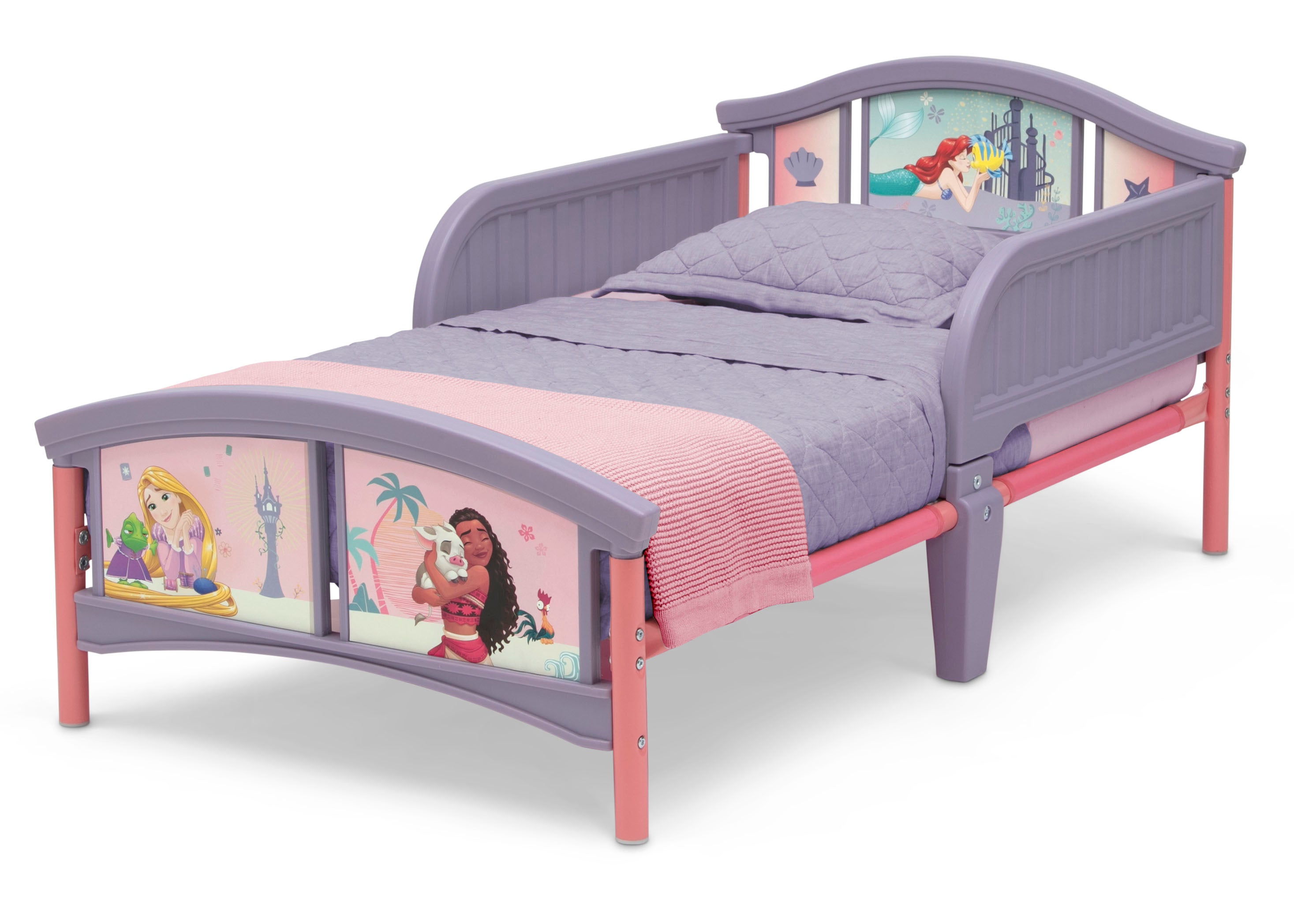 Princess Plastic Toddler Bed for Girls - Lightweight Kids Bed with Safety Rails - Perfect for Nursery, Daycare & Sleepovers